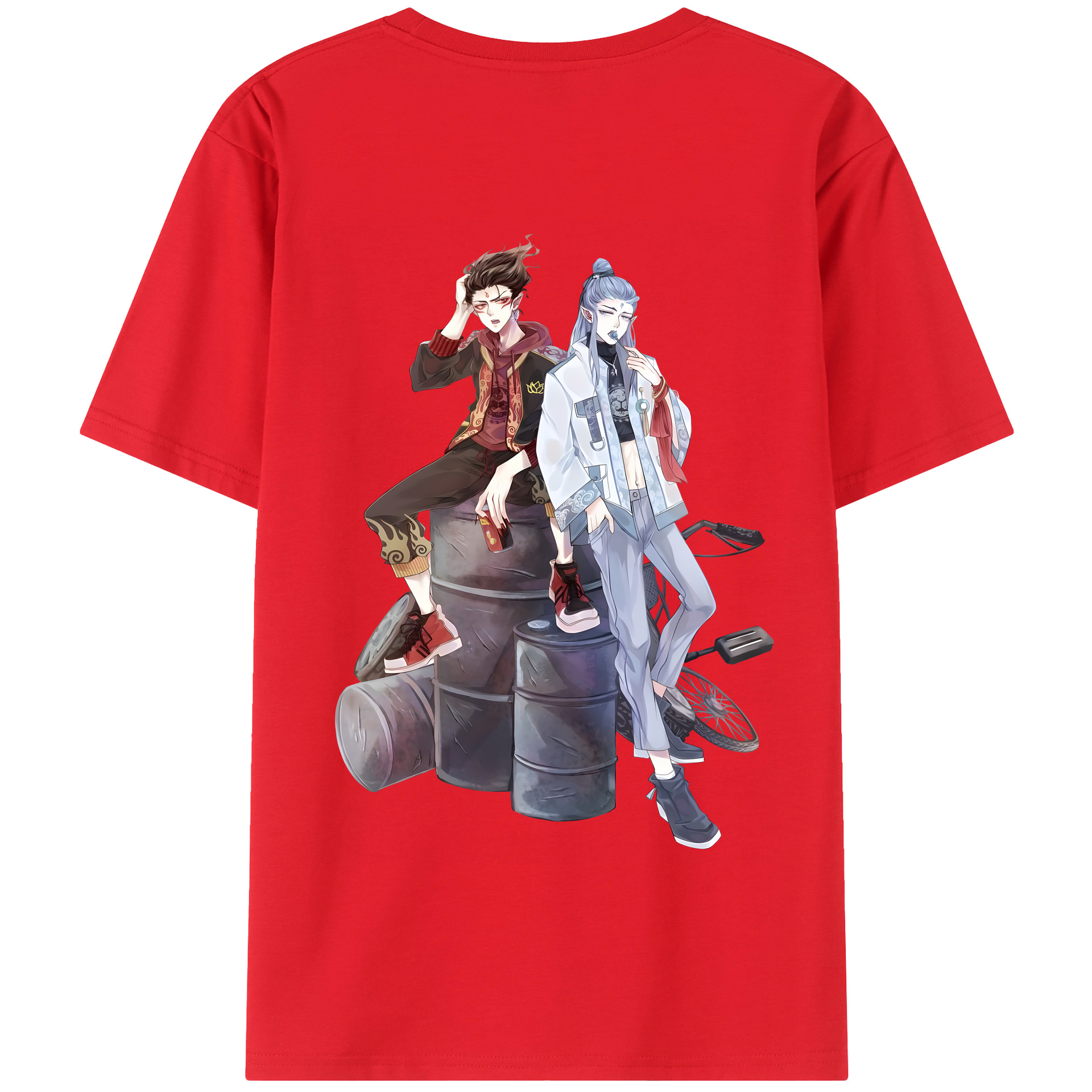 （画像用） Ne Zha 2 ナタ 魔童の大暴れ 綿100％半袖Tシャツ（背面プリント）