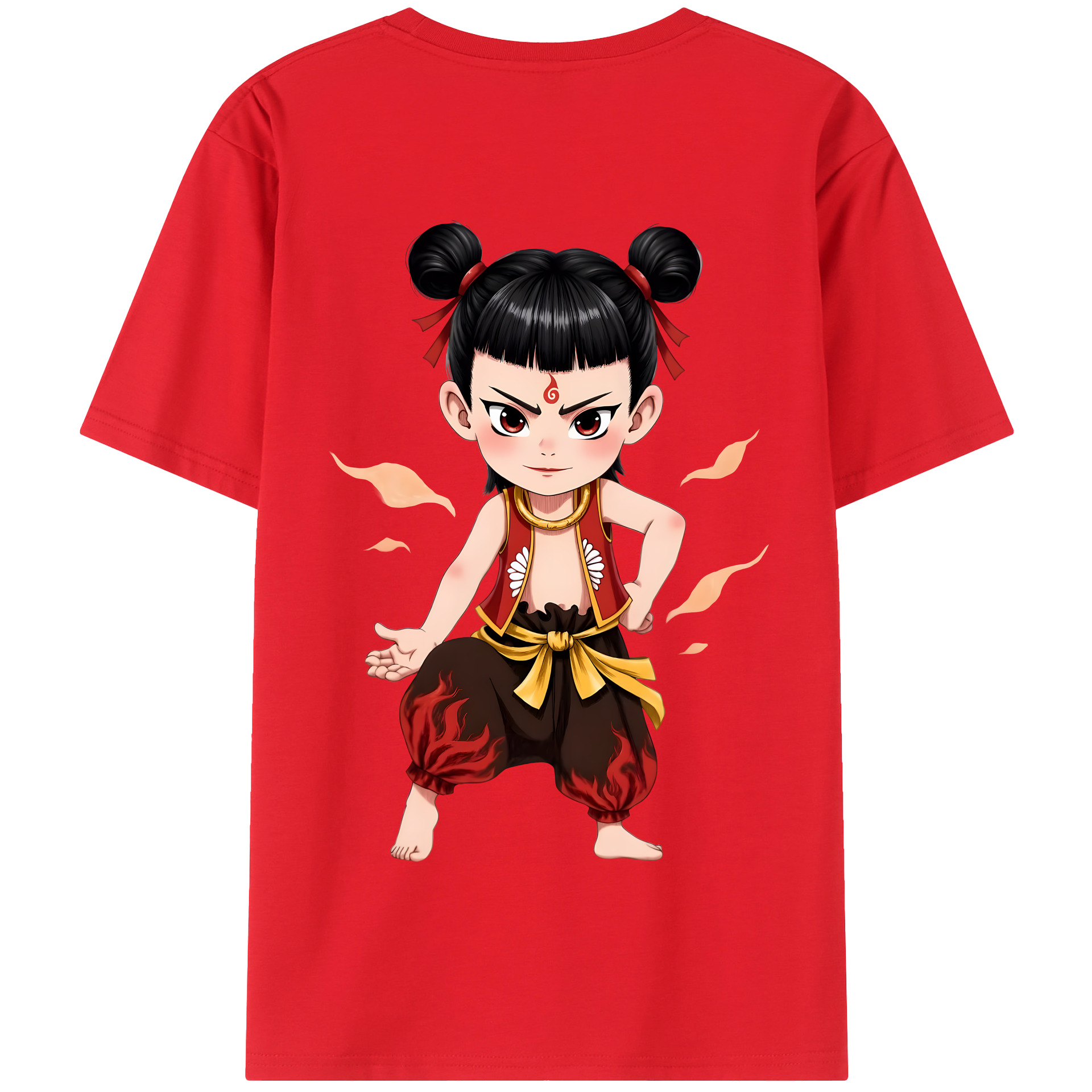 （画像用） Ne Zha 2 ナタ 魔童の大暴れ 綿100％半袖Tシャツ（背面プリント）