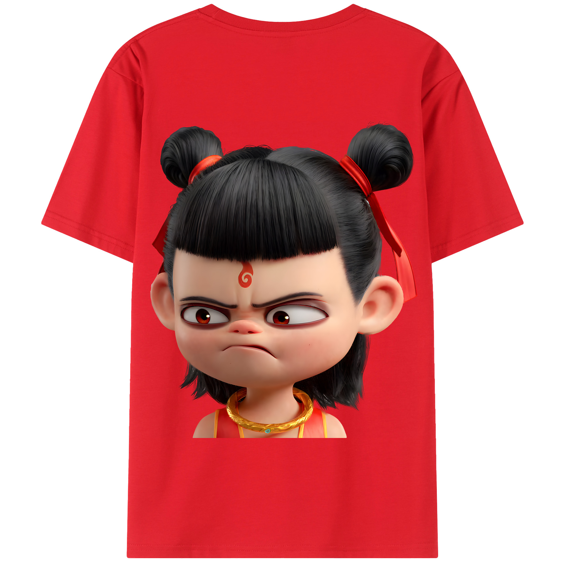 （画像用） Ne Zha 2 ナタ 魔童の大暴れ 綿100％半袖Tシャツ（背面プリント）
