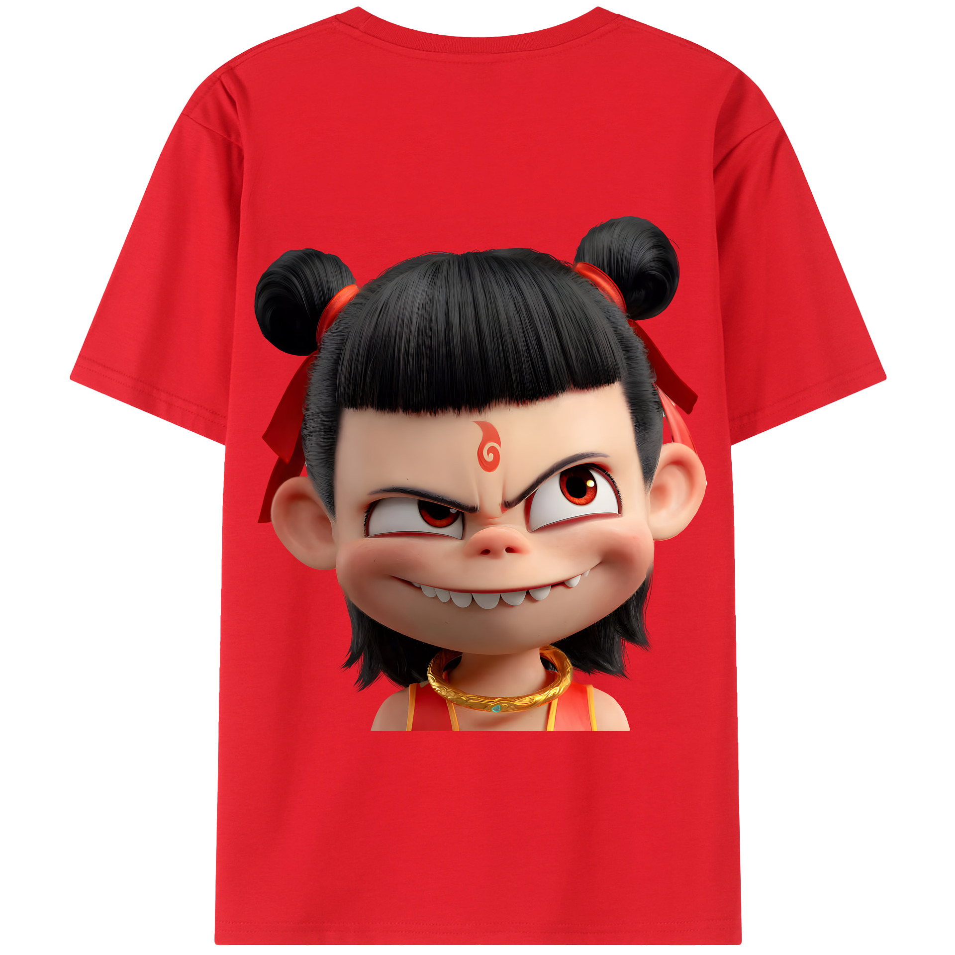 （画像用） Ne Zha 2 ナタ 魔童の大暴れ 綿100％半袖Tシャツ（背面プリント）