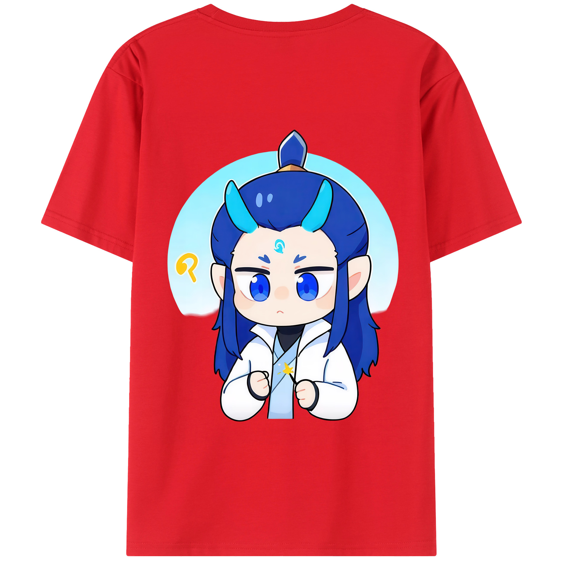 （画像用） Ne Zha 2 ナタ 魔童の大暴れ 綿100％半袖Tシャツ（背面プリント）