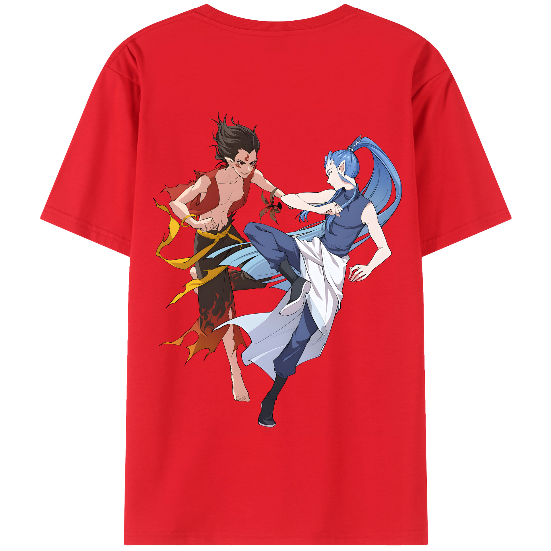（画像用） Ne Zha 2 ナタ 魔童の大暴れ 綿100％半袖Tシャツ（背面プリント）