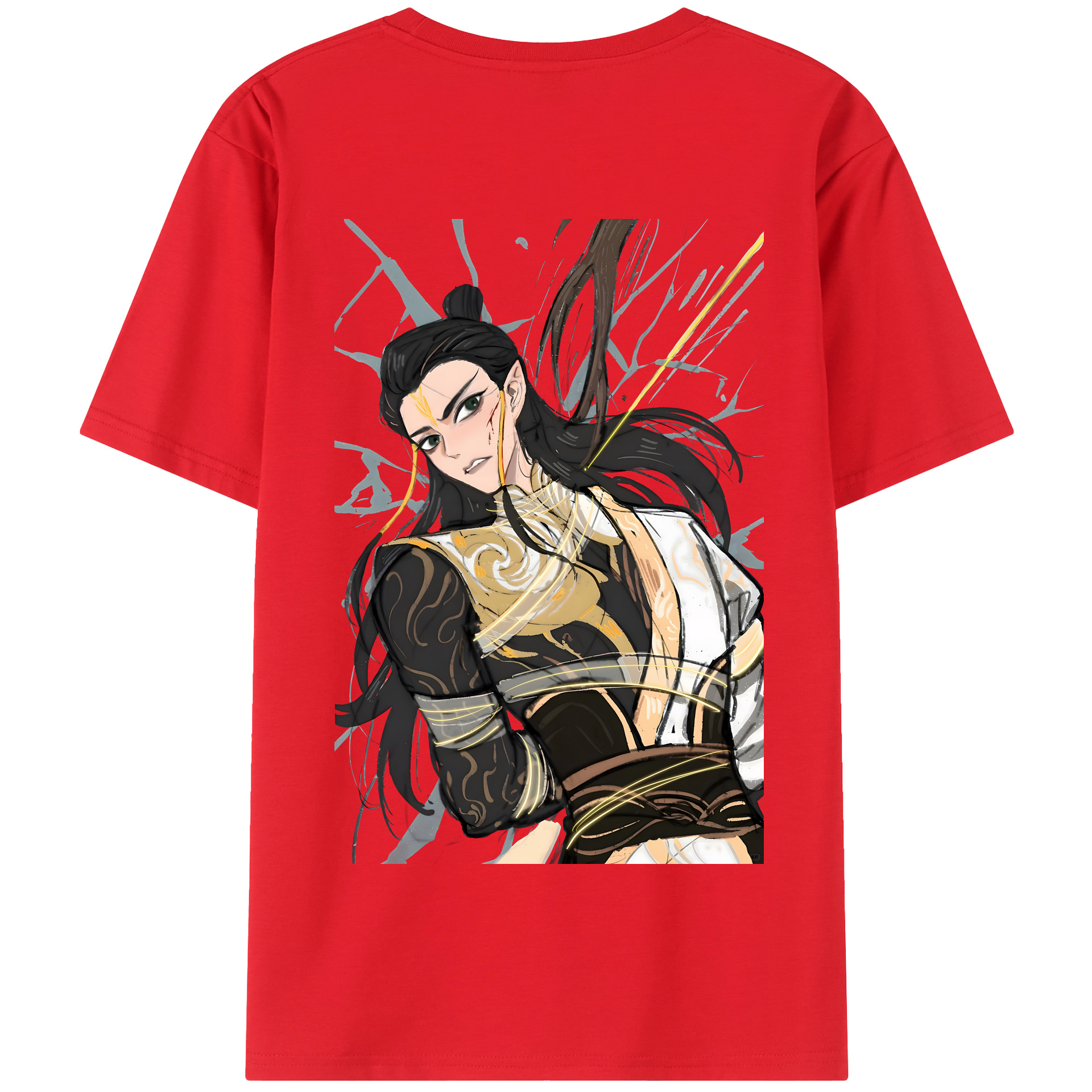（画像用） Ne Zha 2 ナタ 魔童の大暴れ 綿100％半袖Tシャツ（背面プリント）
