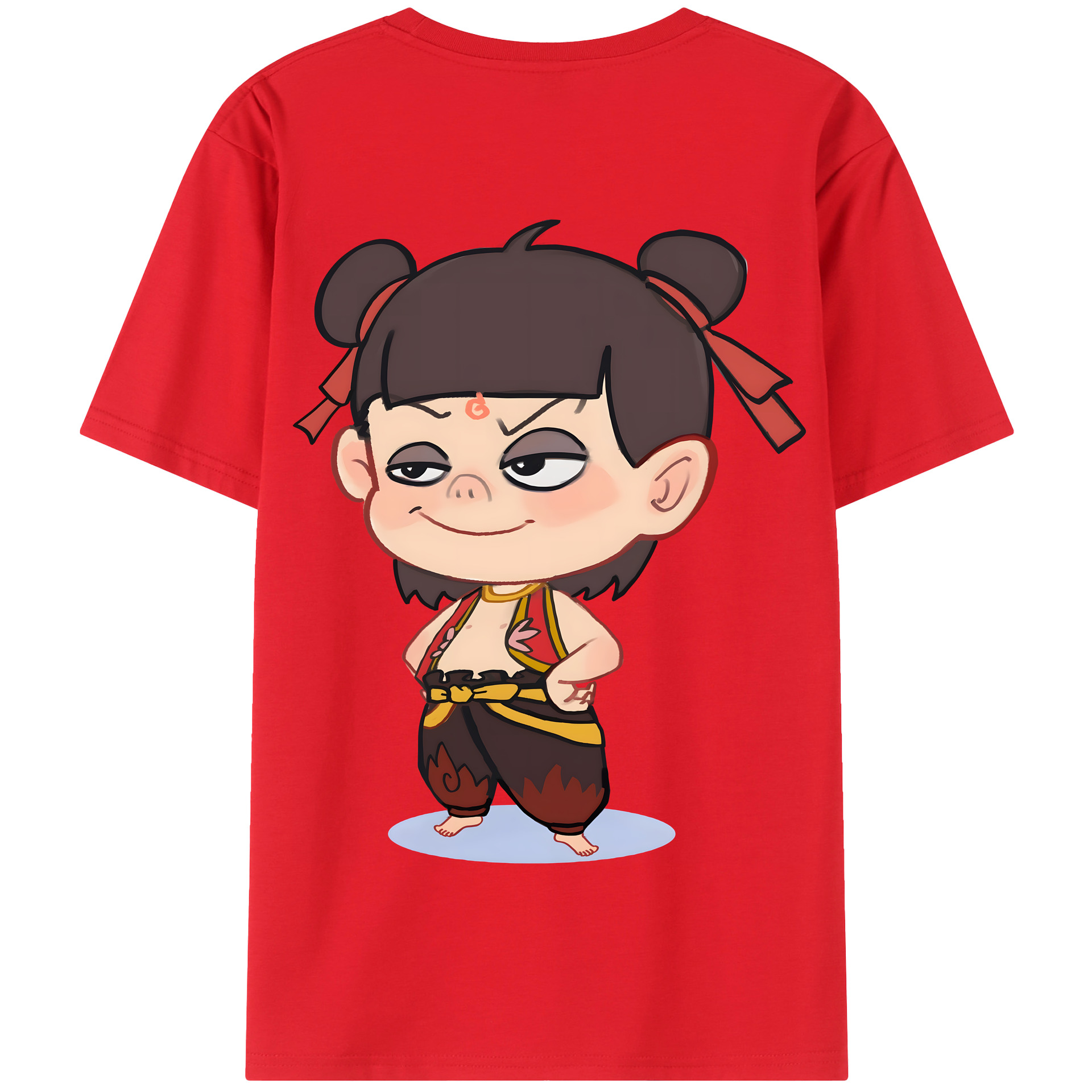 （画像用） Ne Zha 2 ナタ 魔童の大暴れ 綿100％半袖Tシャツ（背面プリント）