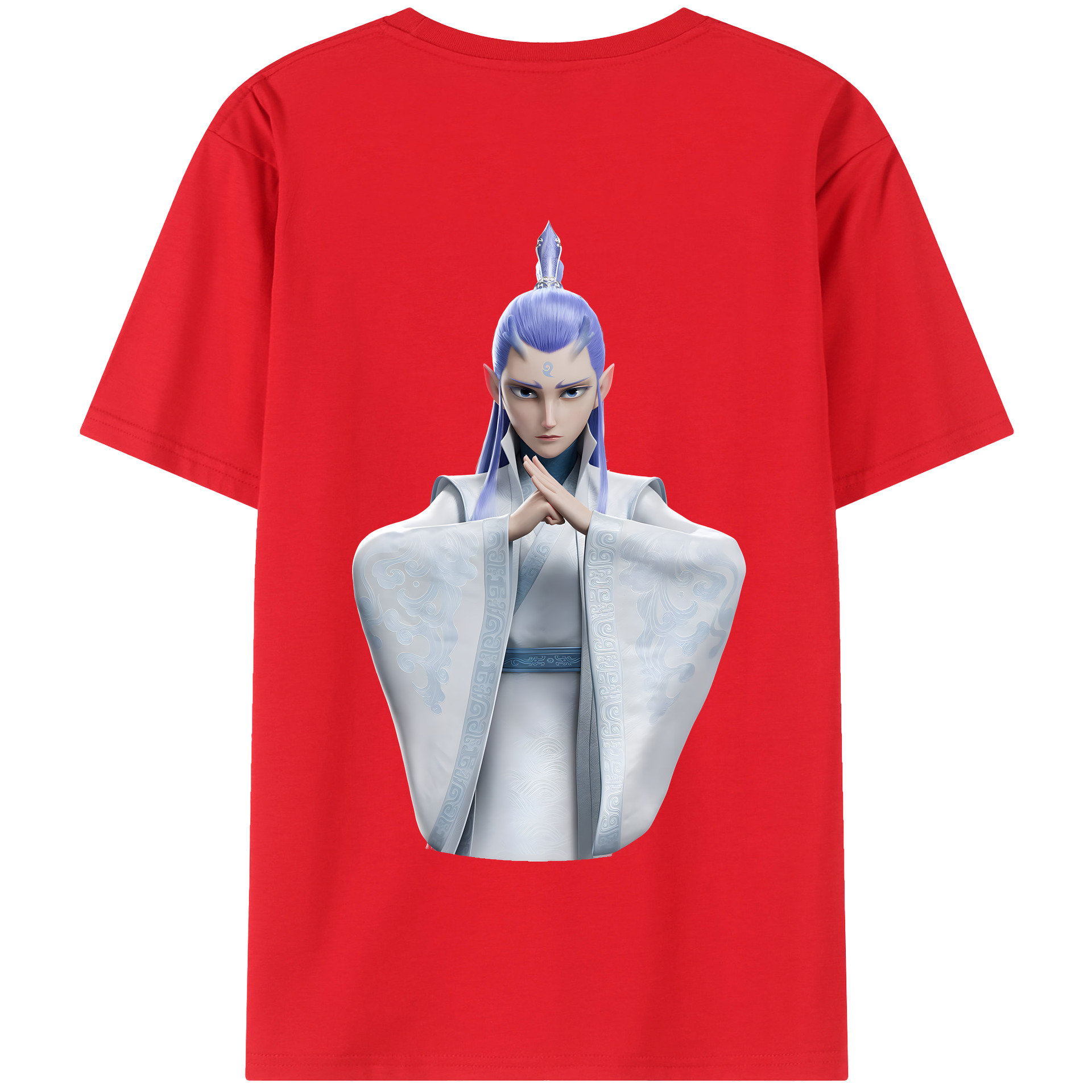 （画像用） Ne Zha 2 ナタ 魔童の大暴れ 綿100％半袖Tシャツ（背面プリント）