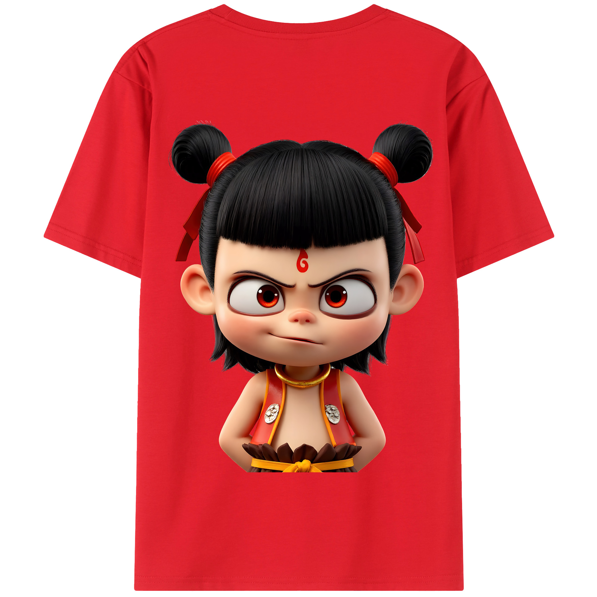 （画像用） Ne Zha 2 ナタ 魔童の大暴れ 綿100％半袖Tシャツ（背面プリント）
