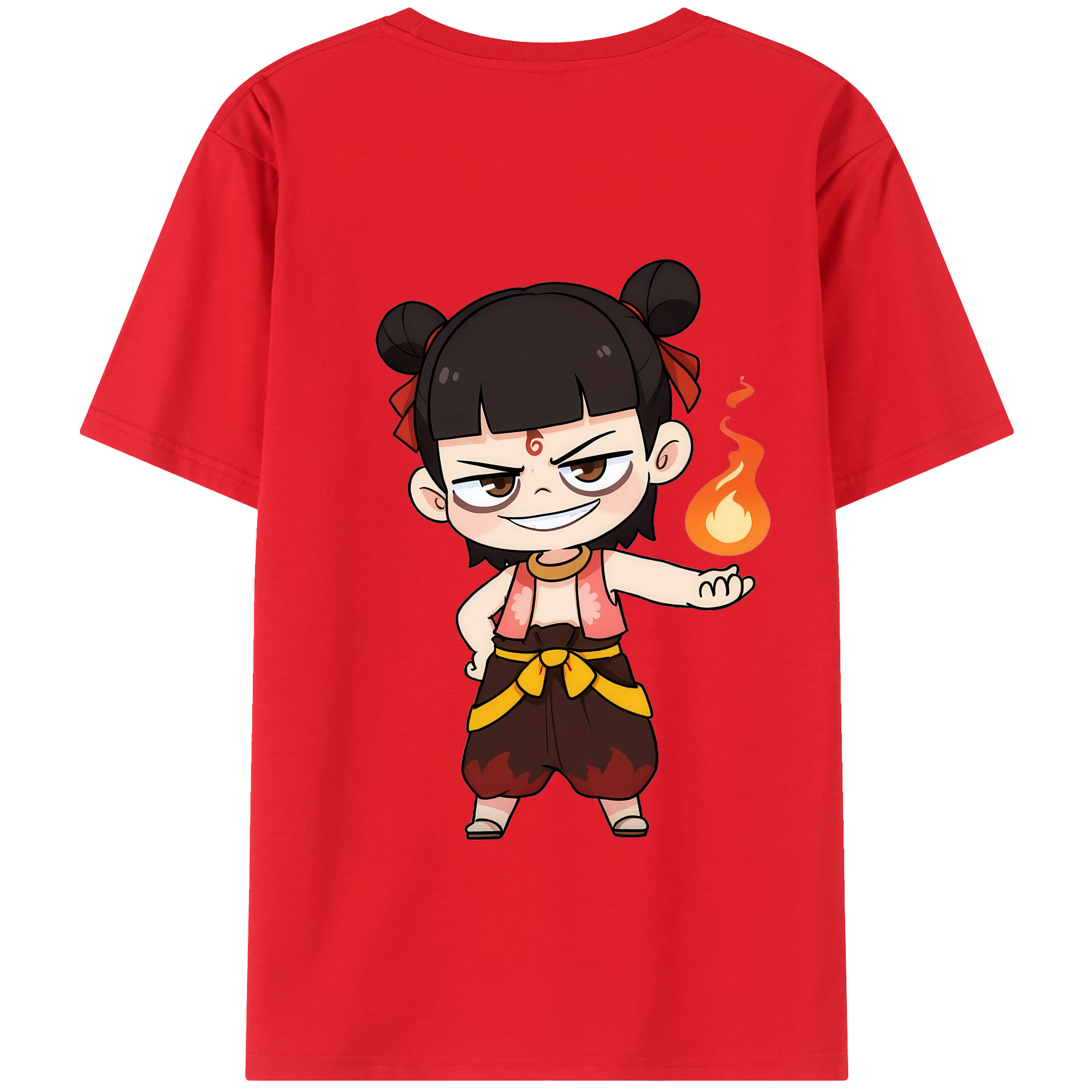 （画像用） Ne Zha 2 ナタ 魔童の大暴れ 綿100％半袖Tシャツ（背面プリント）