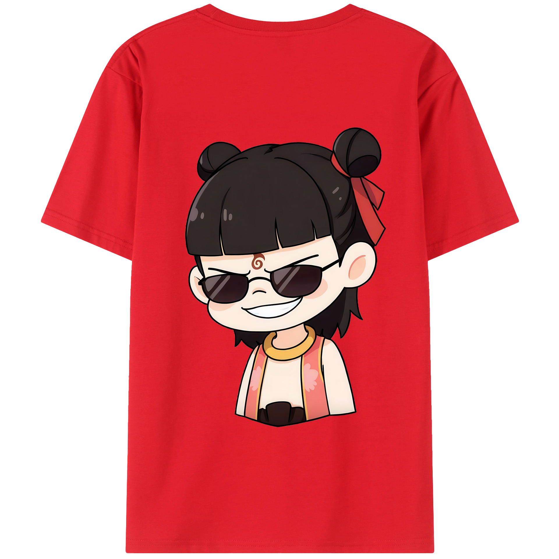 （画像用） Ne Zha 2 ナタ 魔童の大暴れ 綿100％半袖Tシャツ（背面プリント）