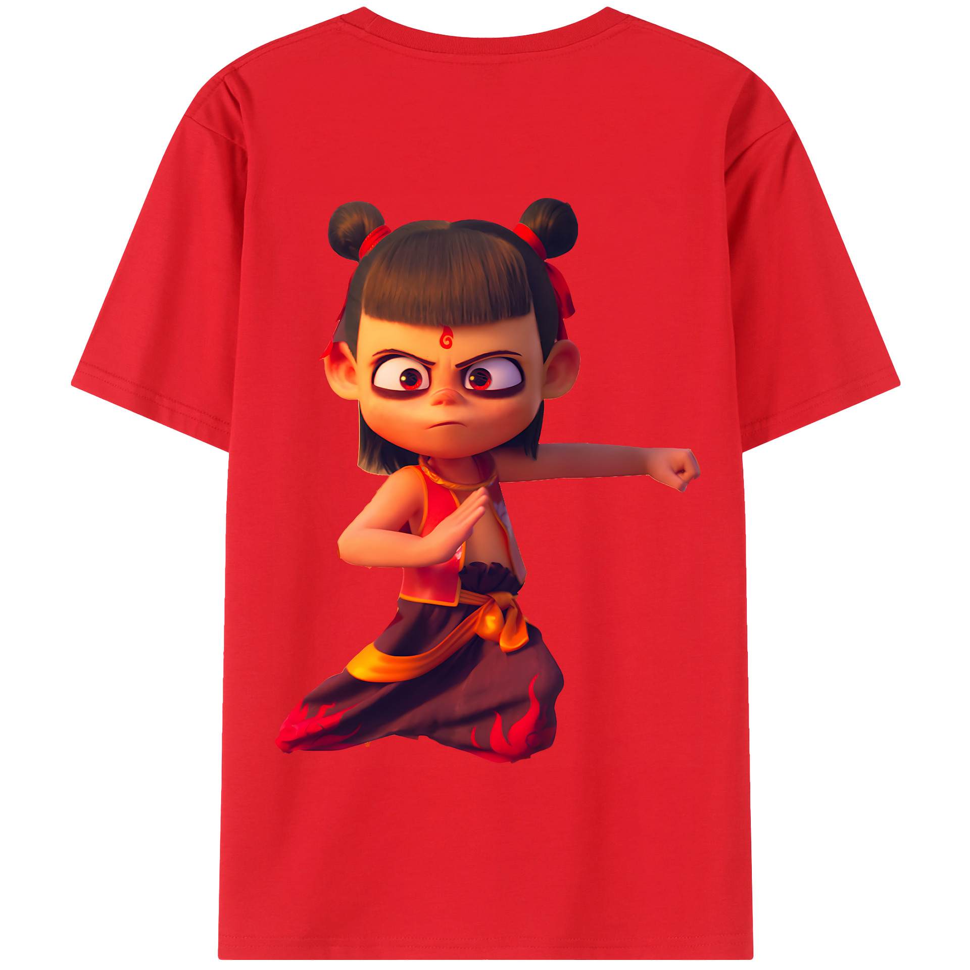 （画像用） Ne Zha 2 ナタ 魔童の大暴れ 綿100％半袖Tシャツ（背面プリント）