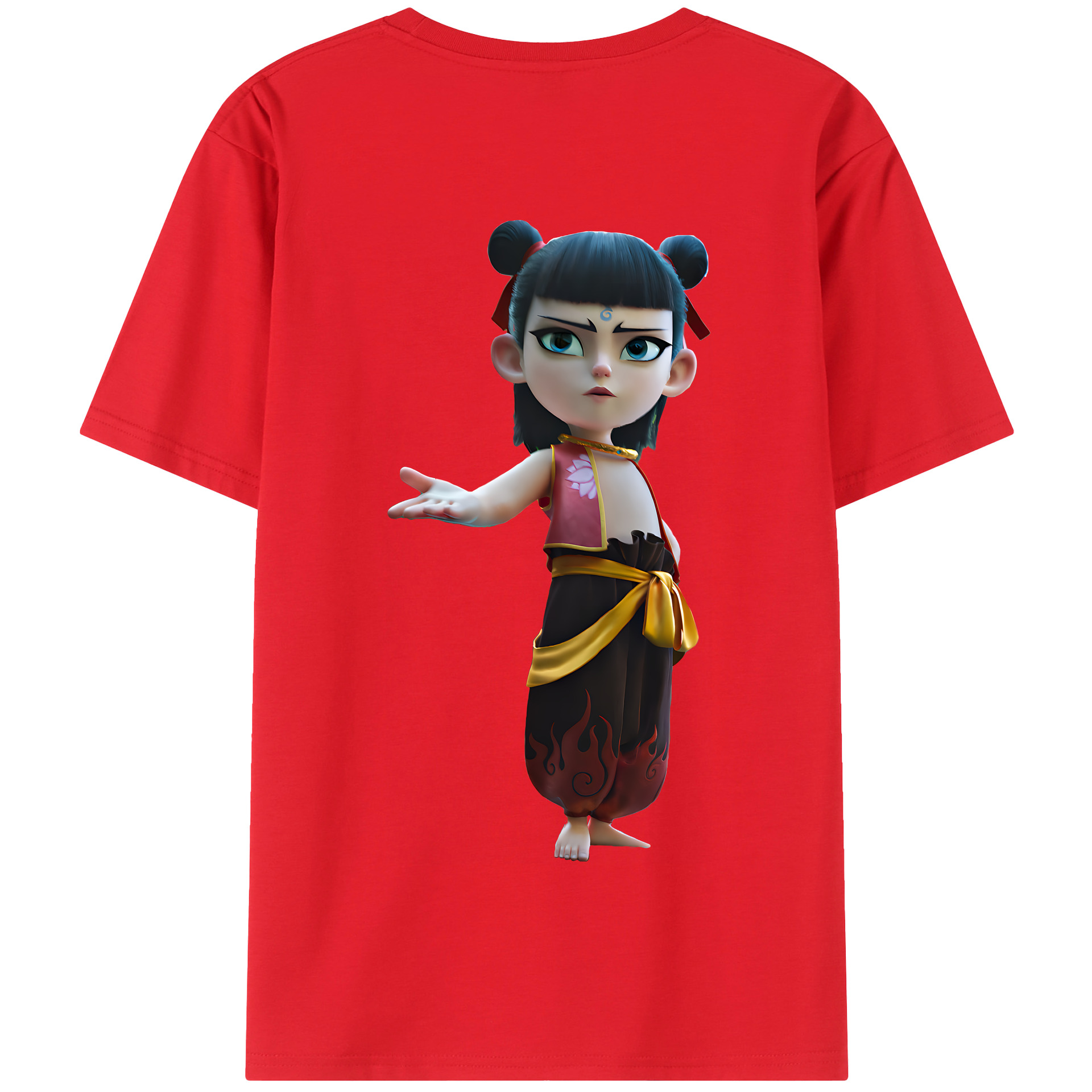 （画像用） Ne Zha 2 ナタ 魔童の大暴れ 綿100％半袖Tシャツ（背面プリント）
