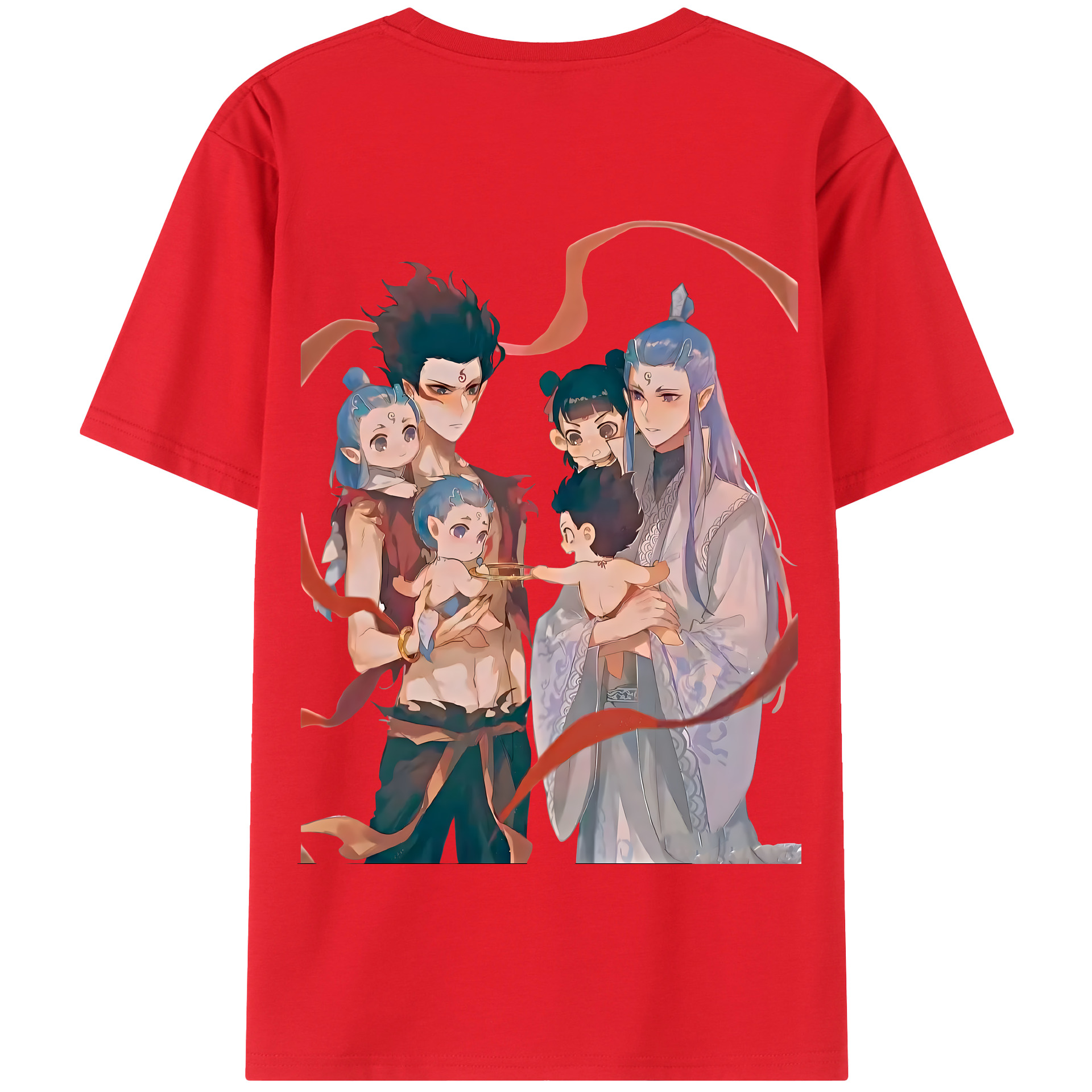（画像用） Ne Zha 2 ナタ 魔童の大暴れ 綿100％半袖Tシャツ（背面プリント）