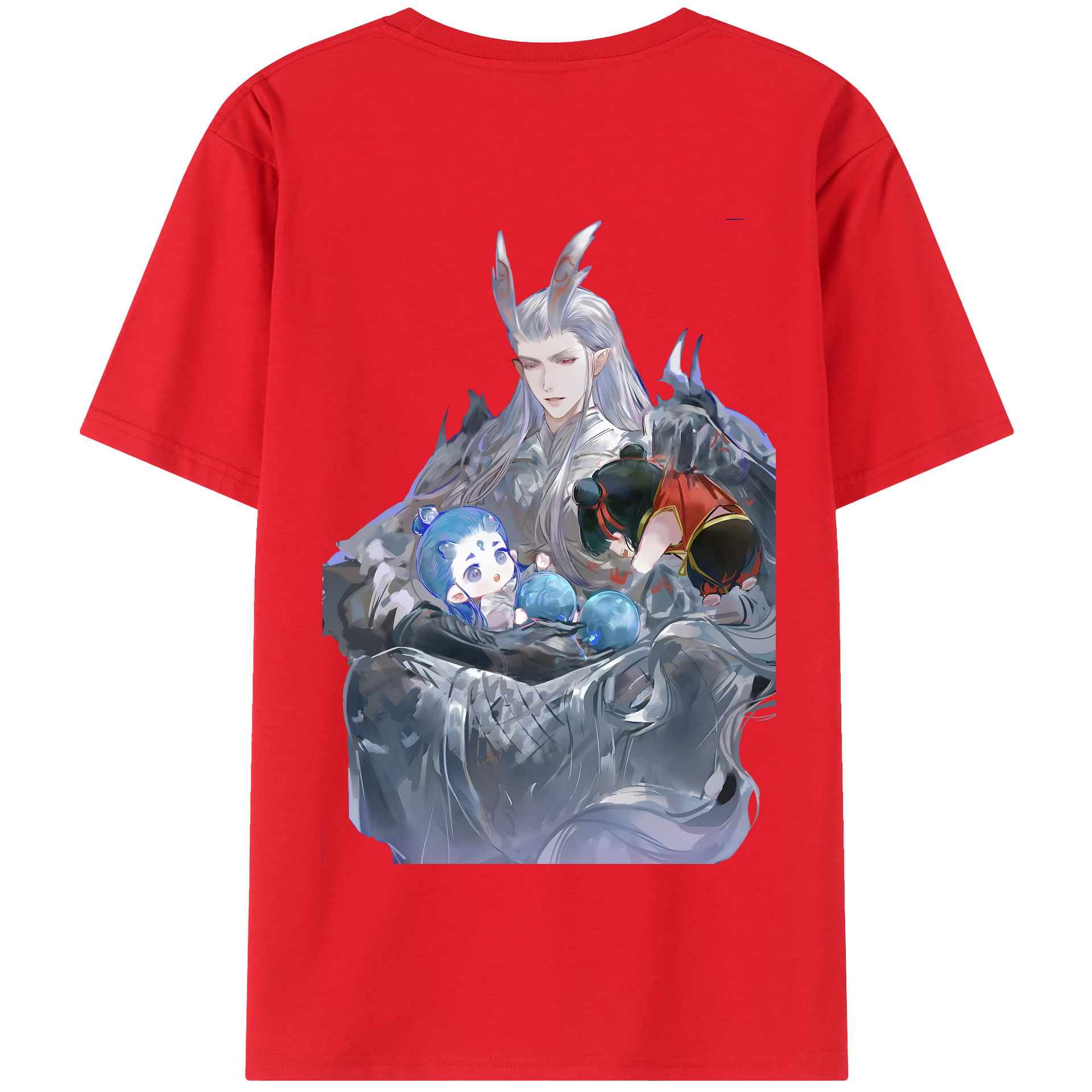 （画像用） Ne Zha 2 ナタ 魔童の大暴れ 綿100％半袖Tシャツ（背面プリント）