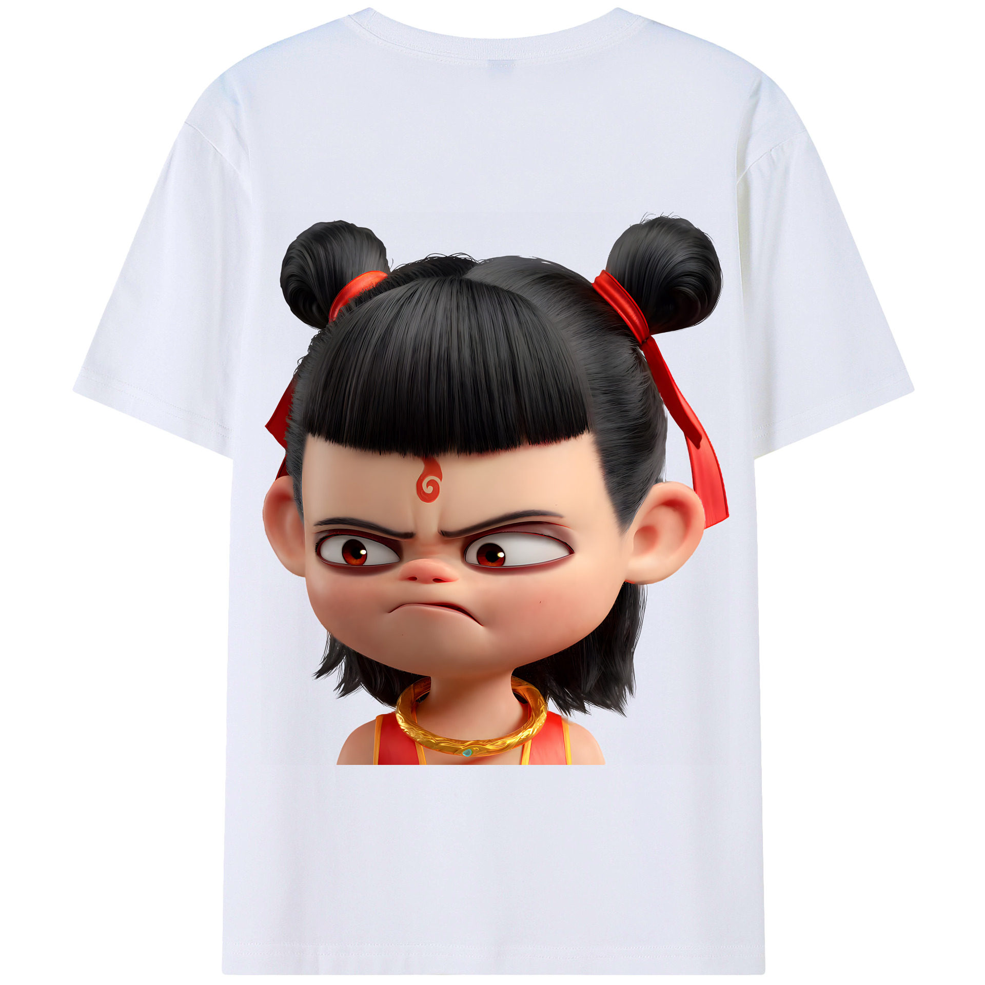 （画像用） Ne Zha 2 ナタ 魔童の大暴れ 綿100％半袖Tシャツ（背面プリント）