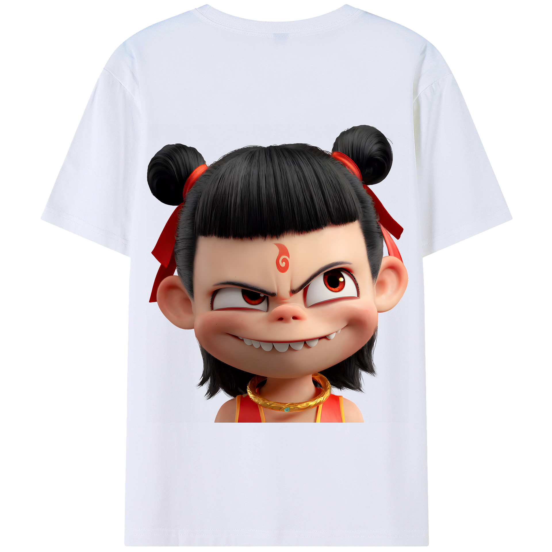 （画像用） Ne Zha 2 ナタ 魔童の大暴れ 綿100％半袖Tシャツ（背面プリント）