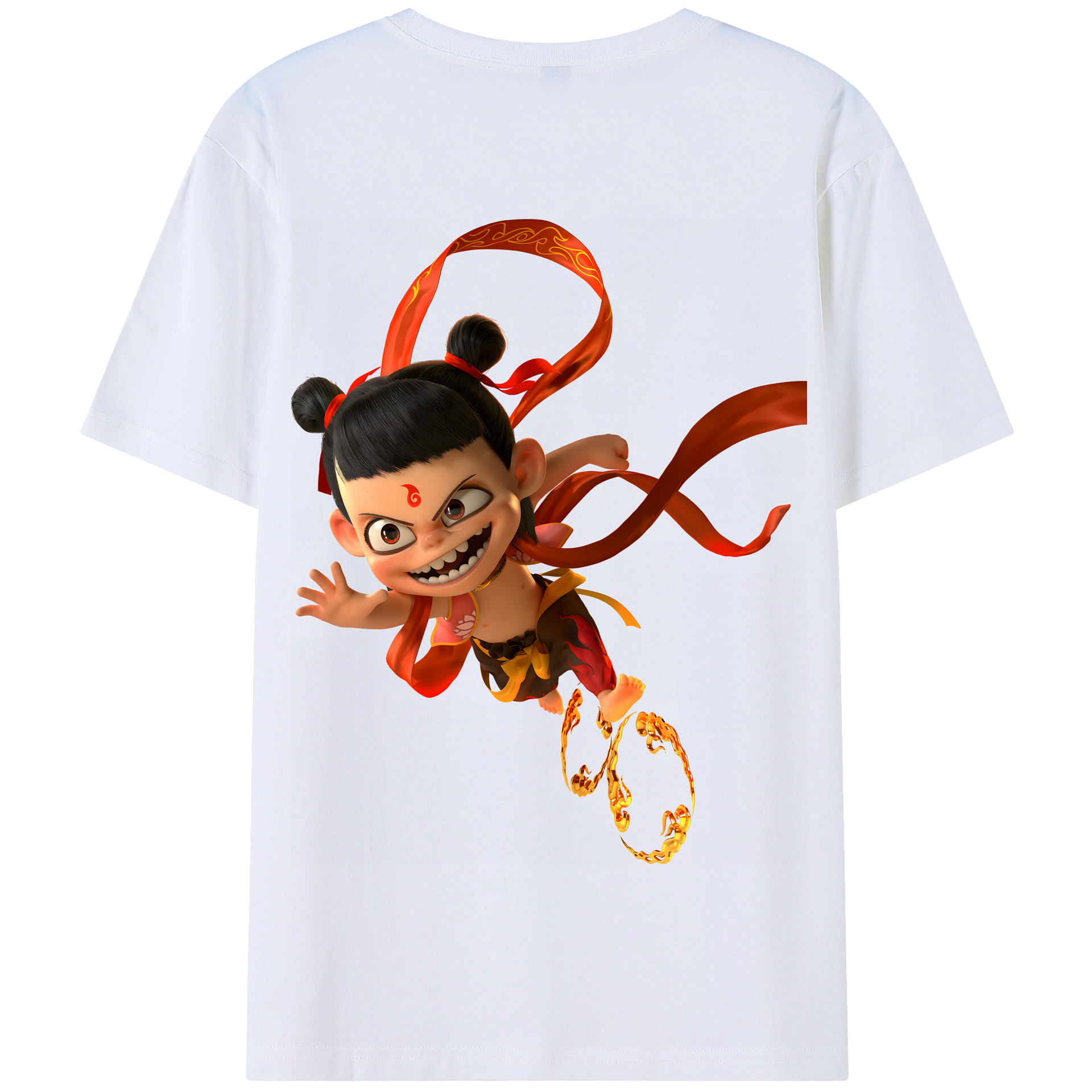 （画像用） Ne Zha 2 ナタ 魔童の大暴れ 綿100％半袖Tシャツ（背面プリント）