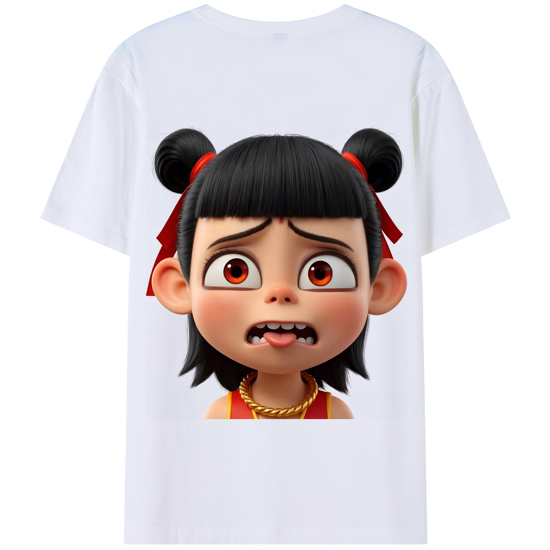（画像用） Ne Zha 2 ナタ 魔童の大暴れ 綿100％半袖Tシャツ（背面プリント）