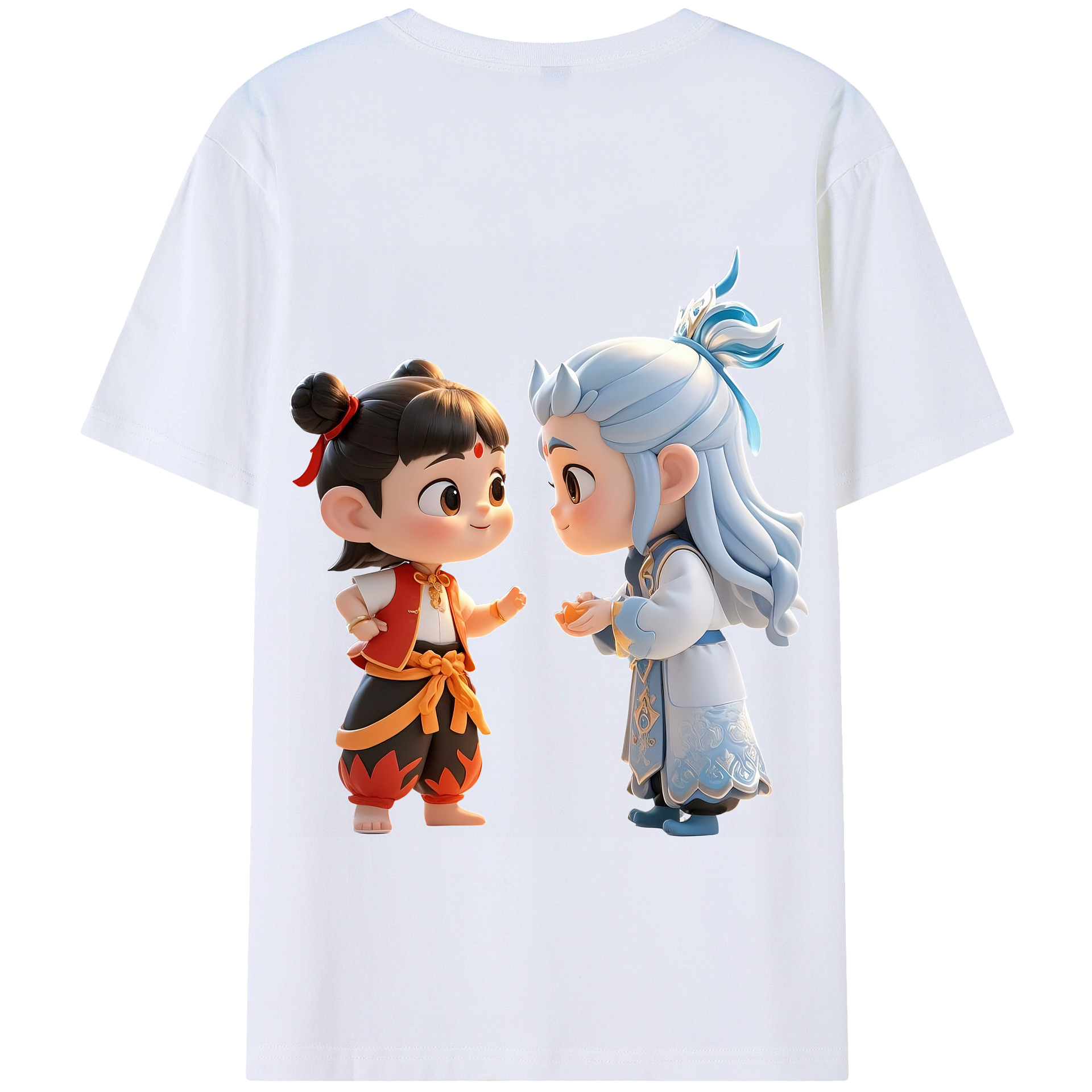 （画像用） Ne Zha 2 ナタ 魔童の大暴れ 綿100％半袖Tシャツ（背面プリント）