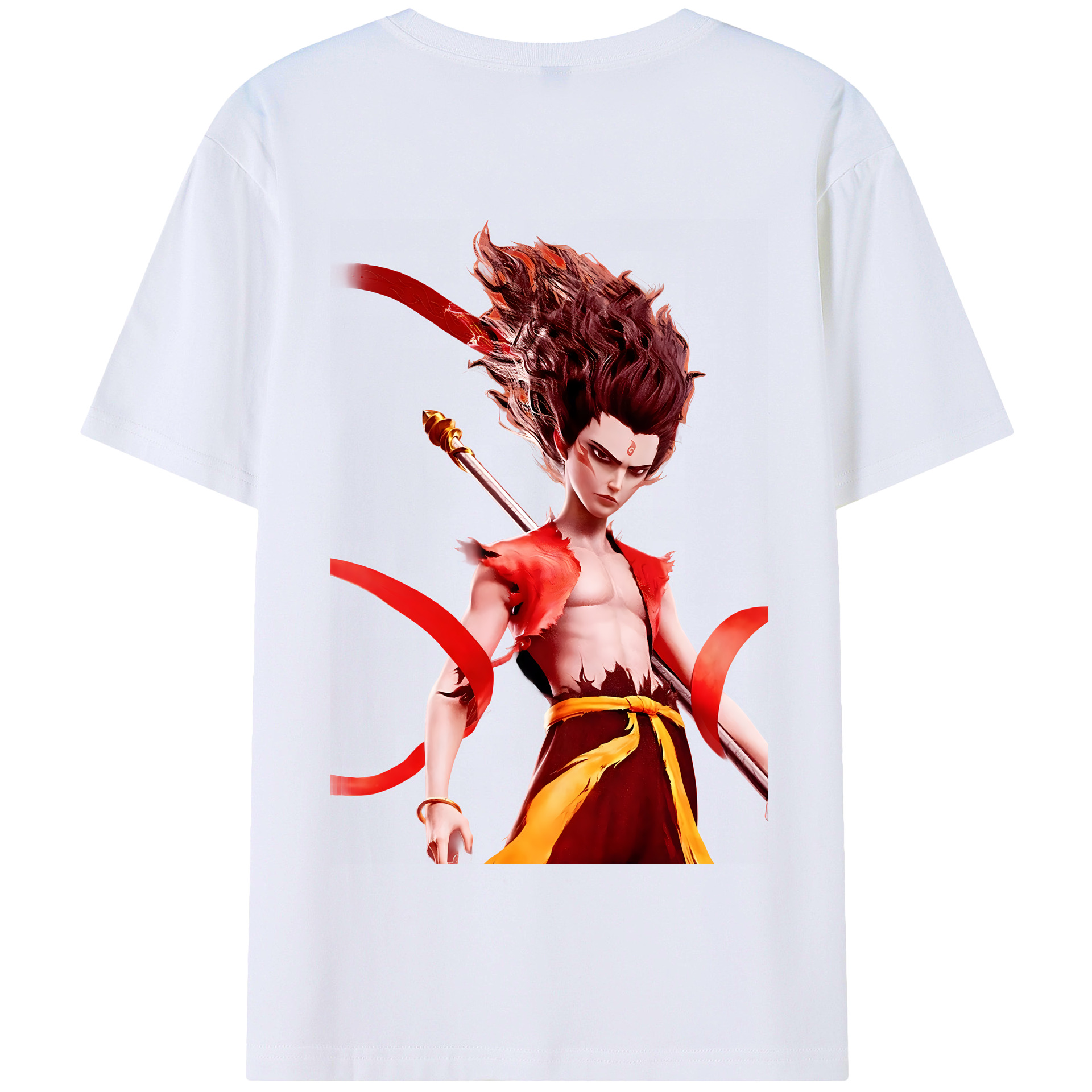 （画像用） Ne Zha 2 ナタ 魔童の大暴れ 綿100％半袖Tシャツ（背面プリント）