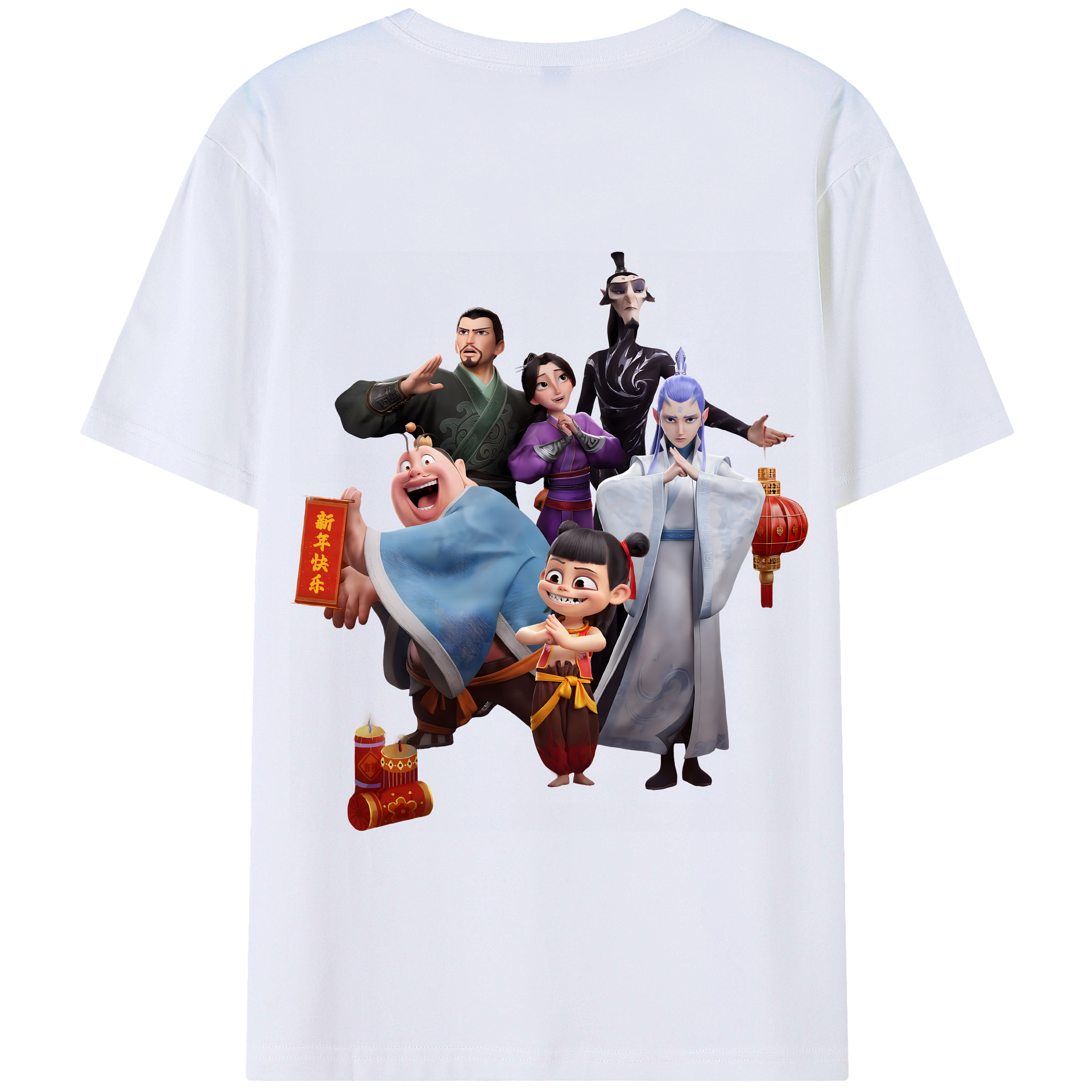 （画像用） Ne Zha 2 ナタ 魔童の大暴れ 綿100％半袖Tシャツ（背面プリント）