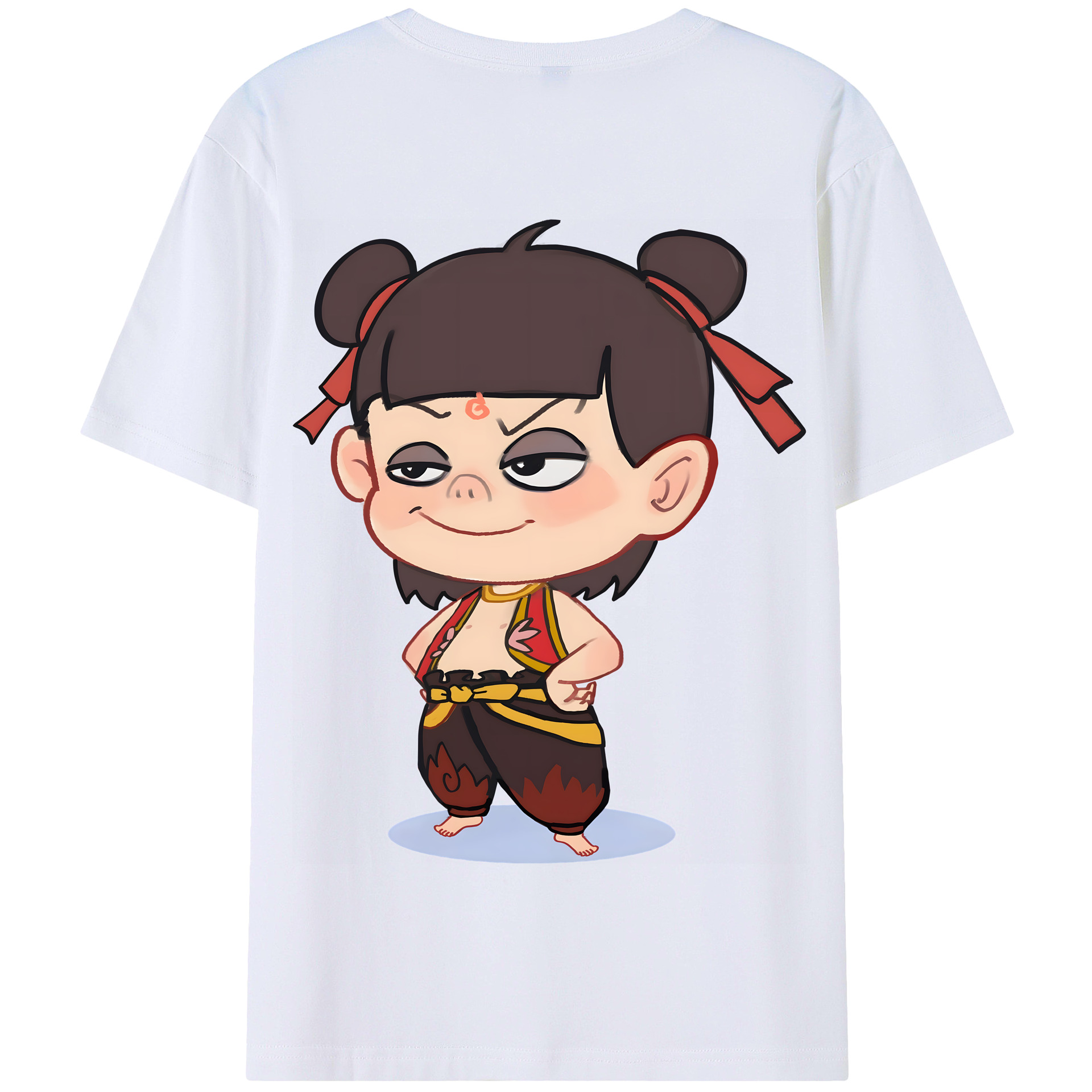 （画像用） Ne Zha 2 ナタ 魔童の大暴れ 綿100％半袖Tシャツ（背面プリント）