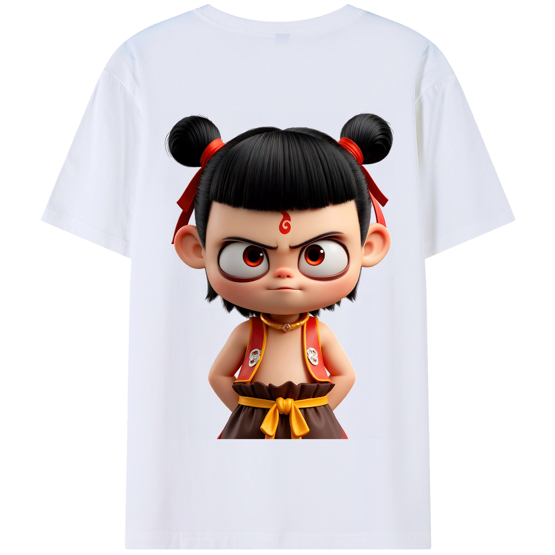 （画像用） Ne Zha 2 ナタ 魔童の大暴れ 綿100％半袖Tシャツ（背面プリント）