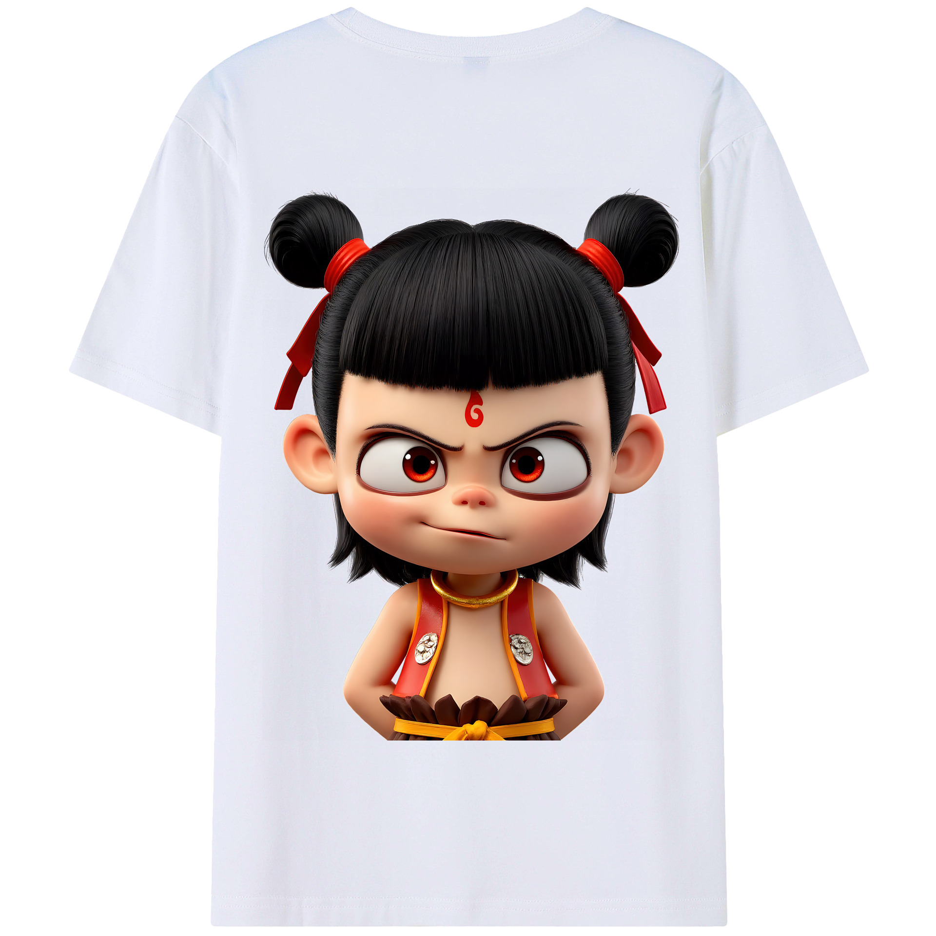 （画像用） Ne Zha 2 ナタ 魔童の大暴れ 綿100％半袖Tシャツ（背面プリント）