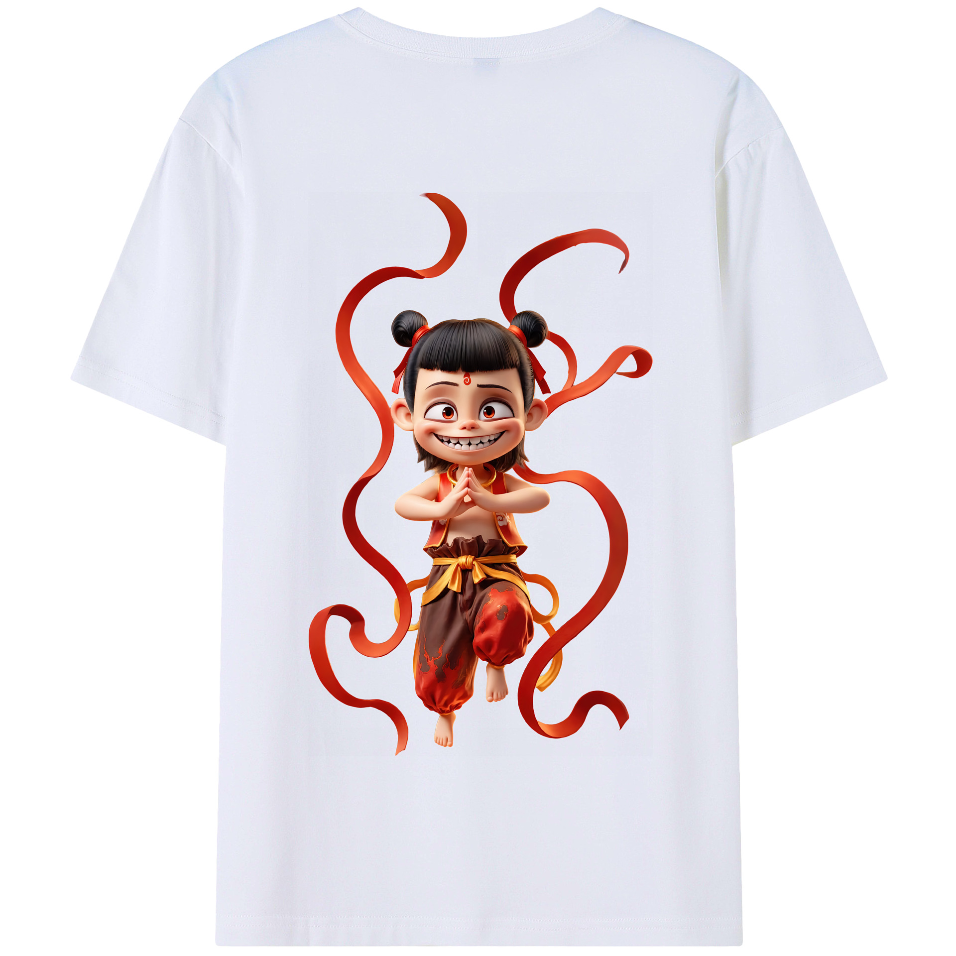 （画像用） Ne Zha 2 ナタ 魔童の大暴れ 綿100％半袖Tシャツ（背面プリント）