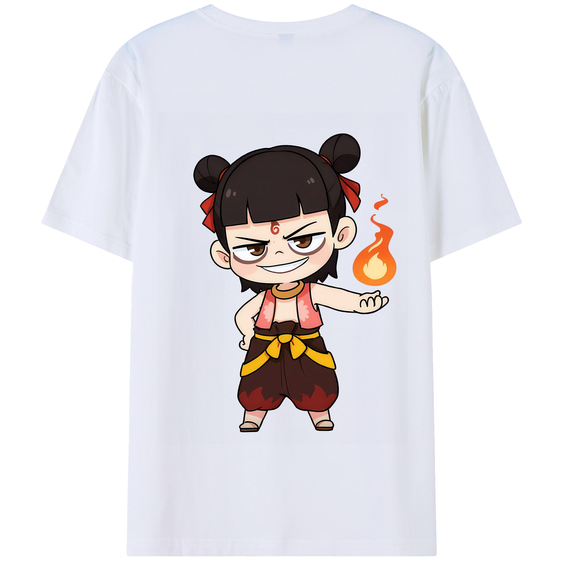 （画像用） Ne Zha 2 ナタ 魔童の大暴れ 綿100％半袖Tシャツ（背面プリント）