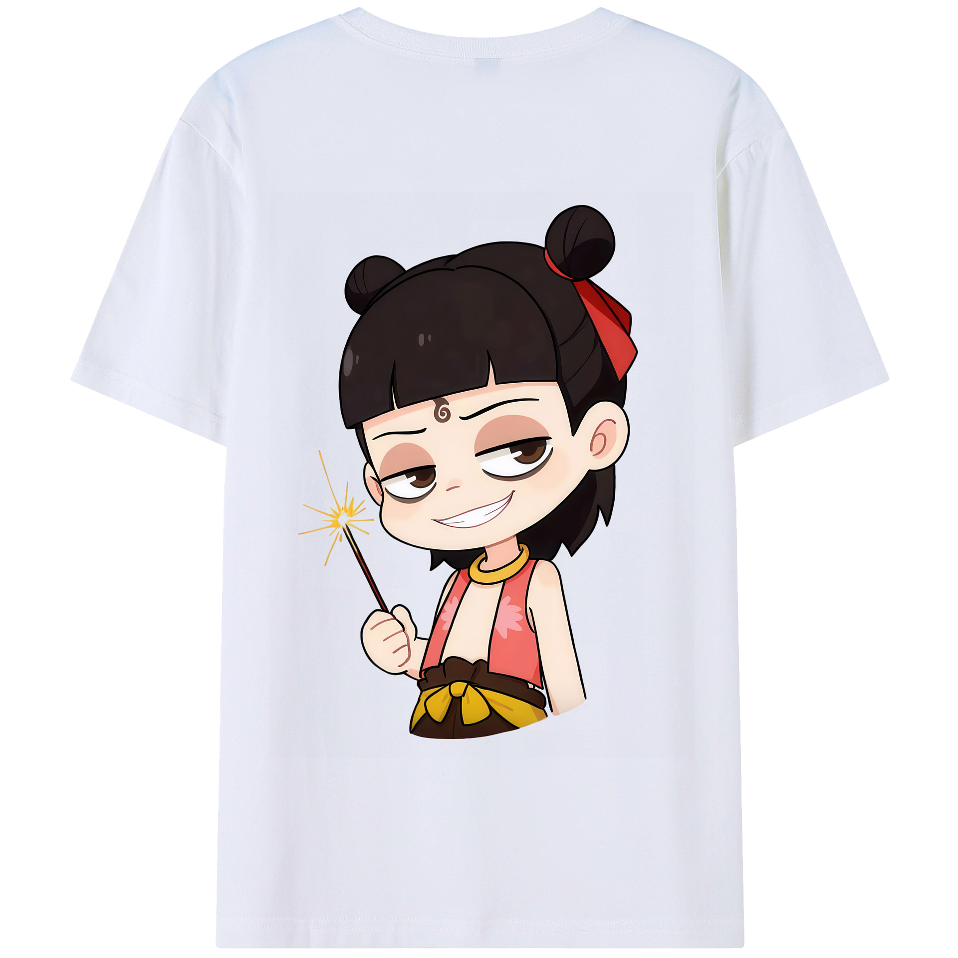 （画像用） Ne Zha 2 ナタ 魔童の大暴れ 綿100％半袖Tシャツ（背面プリント）