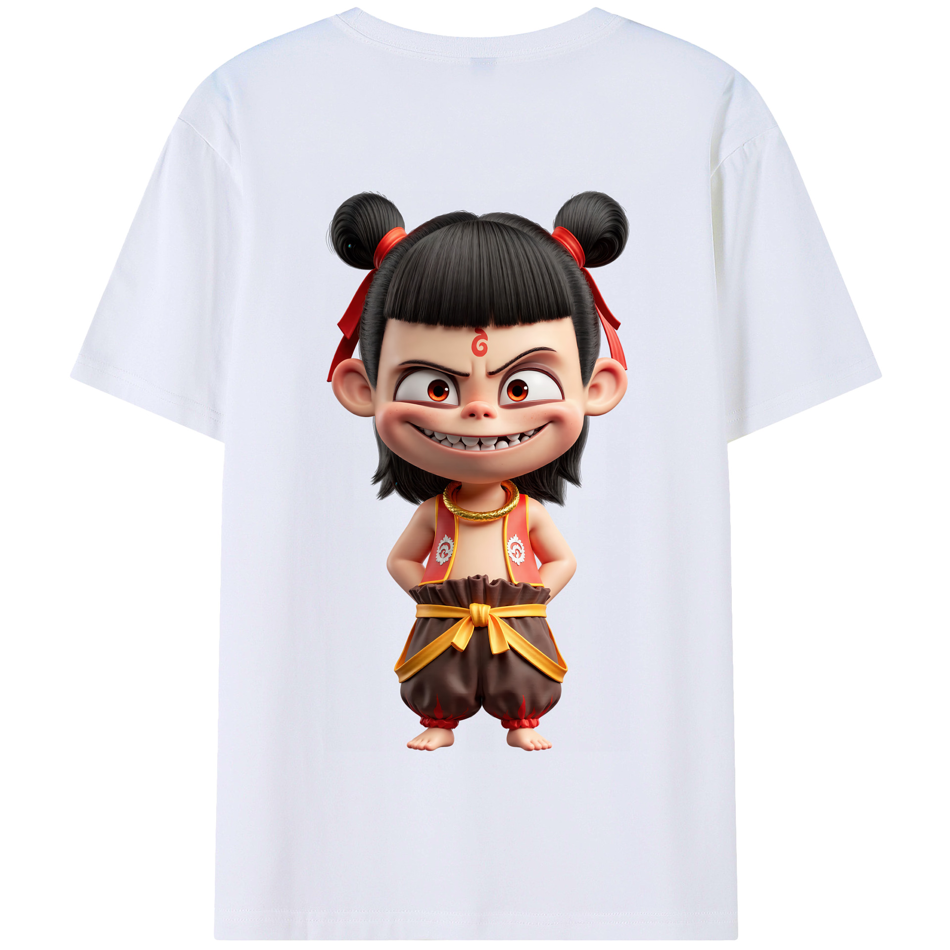 （画像用） Ne Zha 2 ナタ 魔童の大暴れ 綿100％半袖Tシャツ（背面プリント）