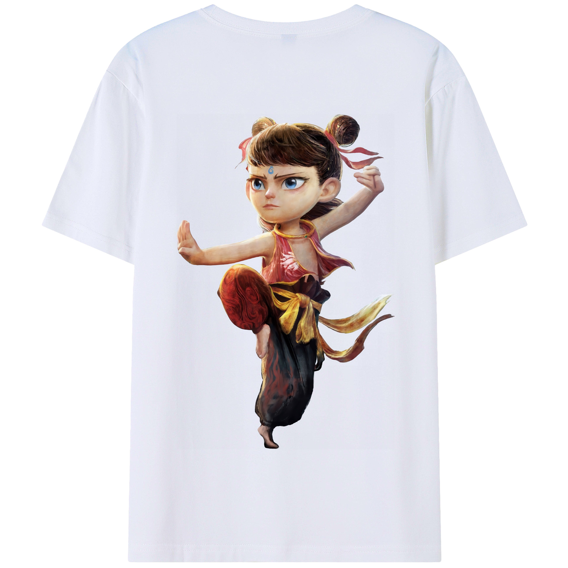 （画像用） Ne Zha 2 ナタ 魔童の大暴れ 綿100％半袖Tシャツ（背面プリント）