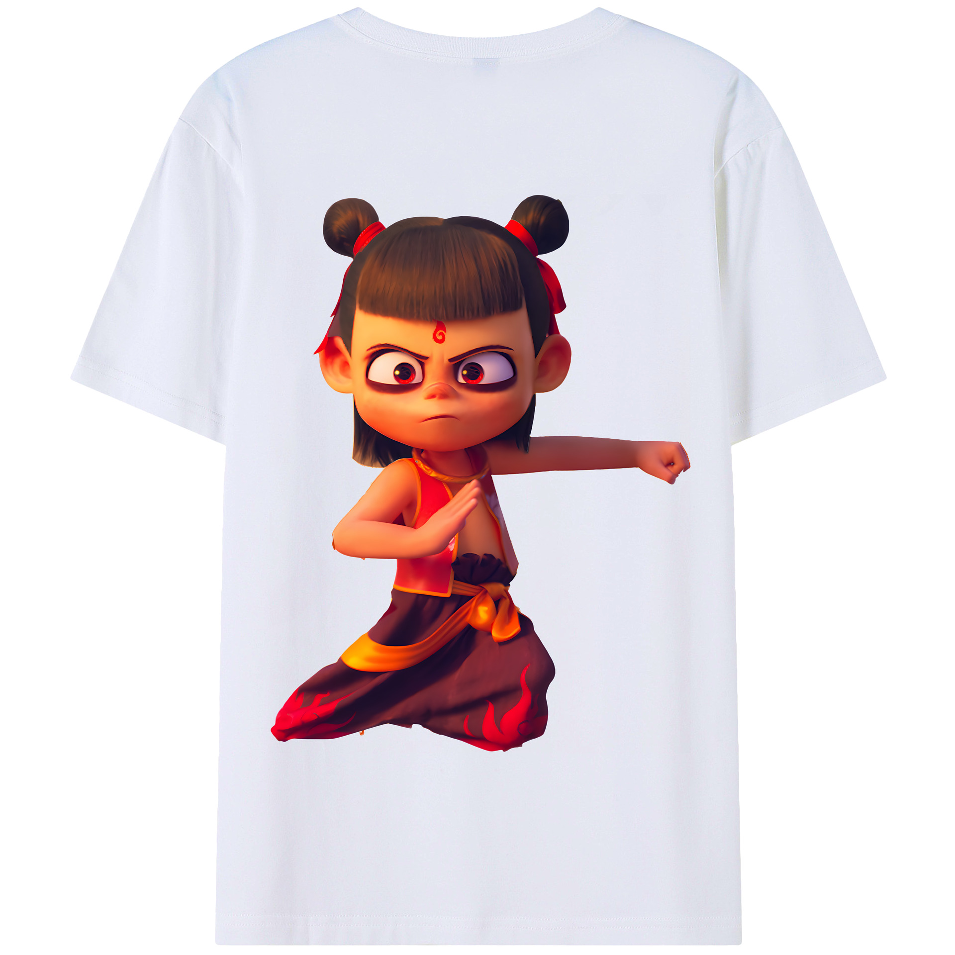 （画像用） Ne Zha 2 ナタ 魔童の大暴れ 綿100％半袖Tシャツ（背面プリント）