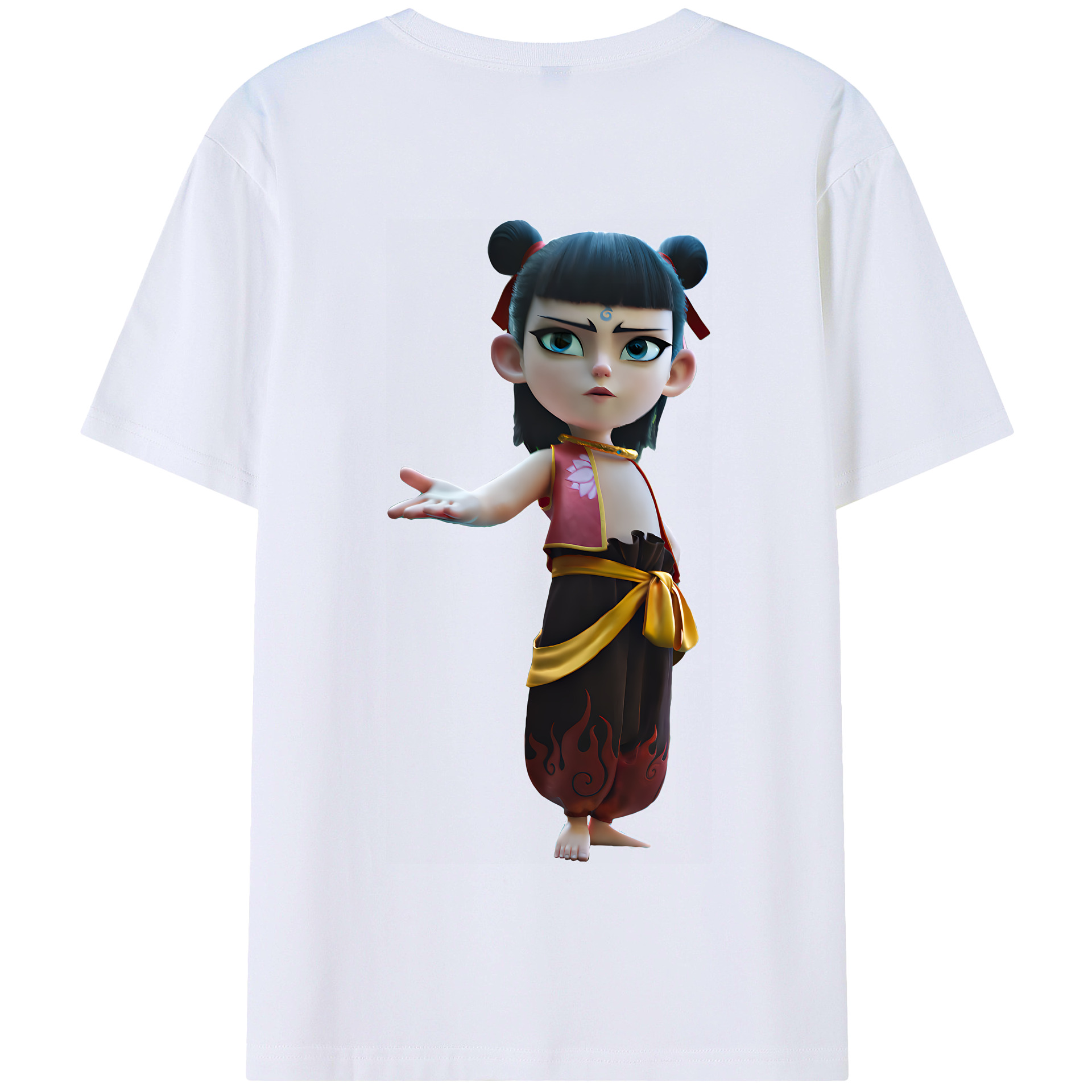 （画像用） Ne Zha 2 ナタ 魔童の大暴れ 綿100％半袖Tシャツ（背面プリント）
