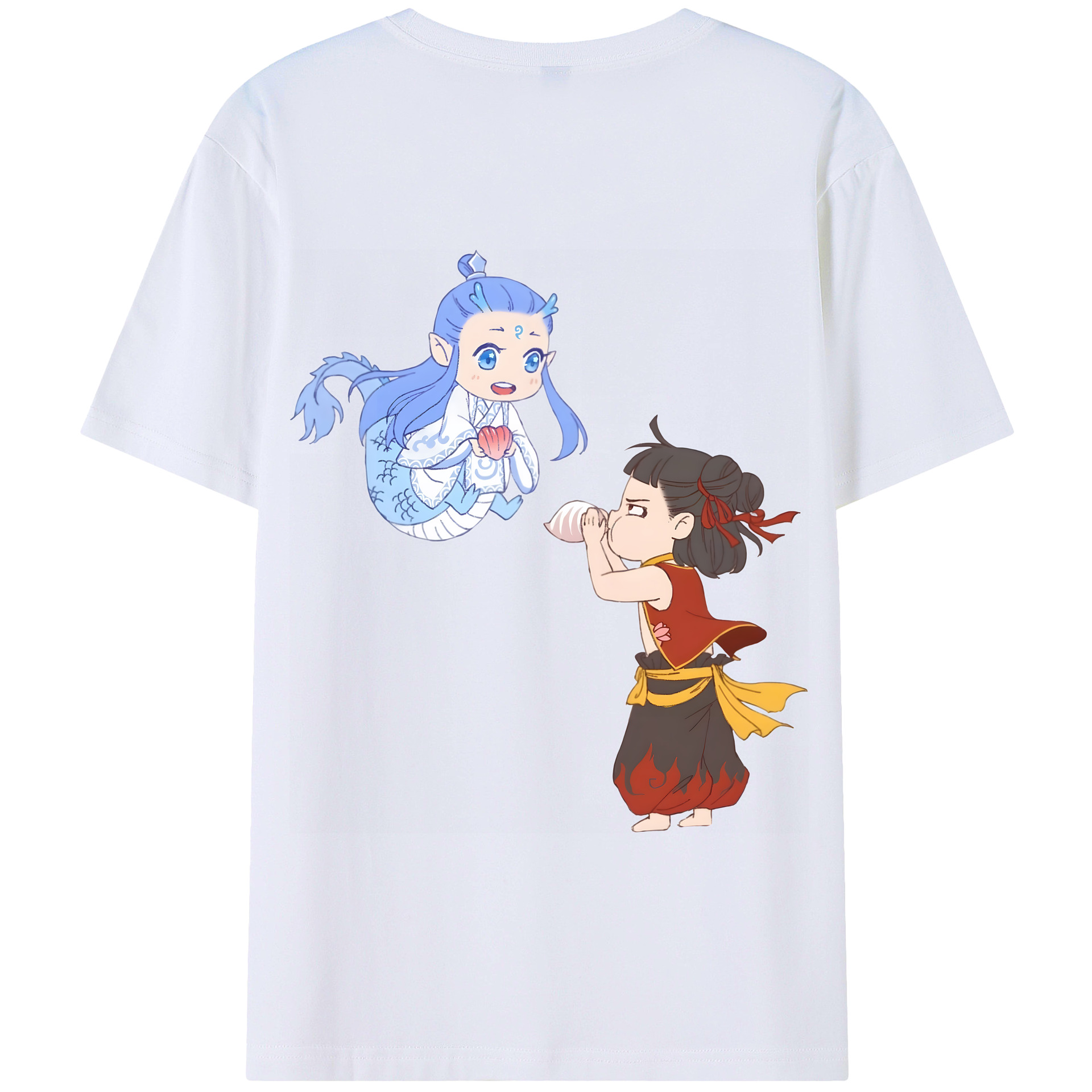 （画像用） Ne Zha 2 ナタ 魔童の大暴れ 綿100％半袖Tシャツ（背面プリント）