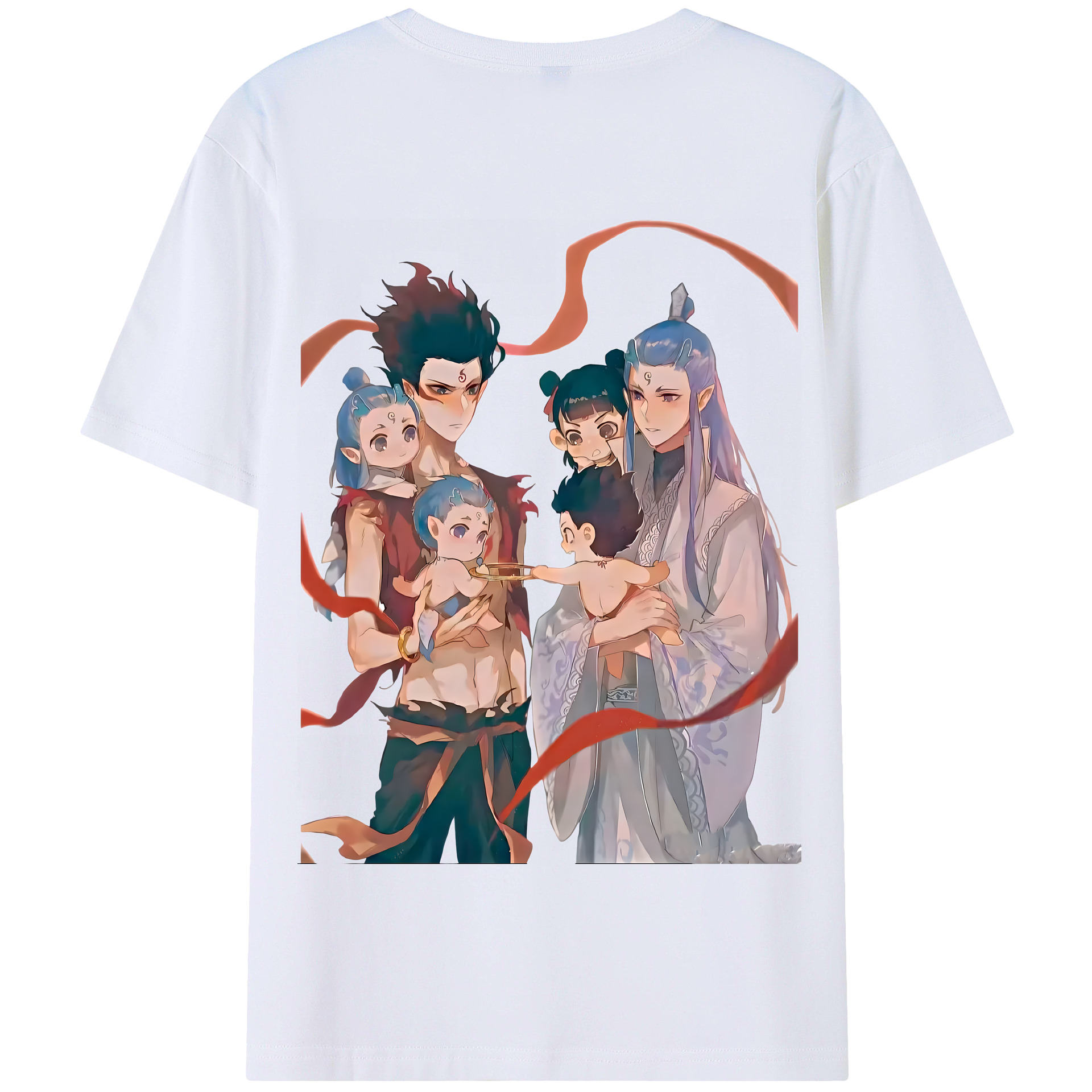 （画像用） Ne Zha 2 ナタ 魔童の大暴れ 綿100％半袖Tシャツ（背面プリント）