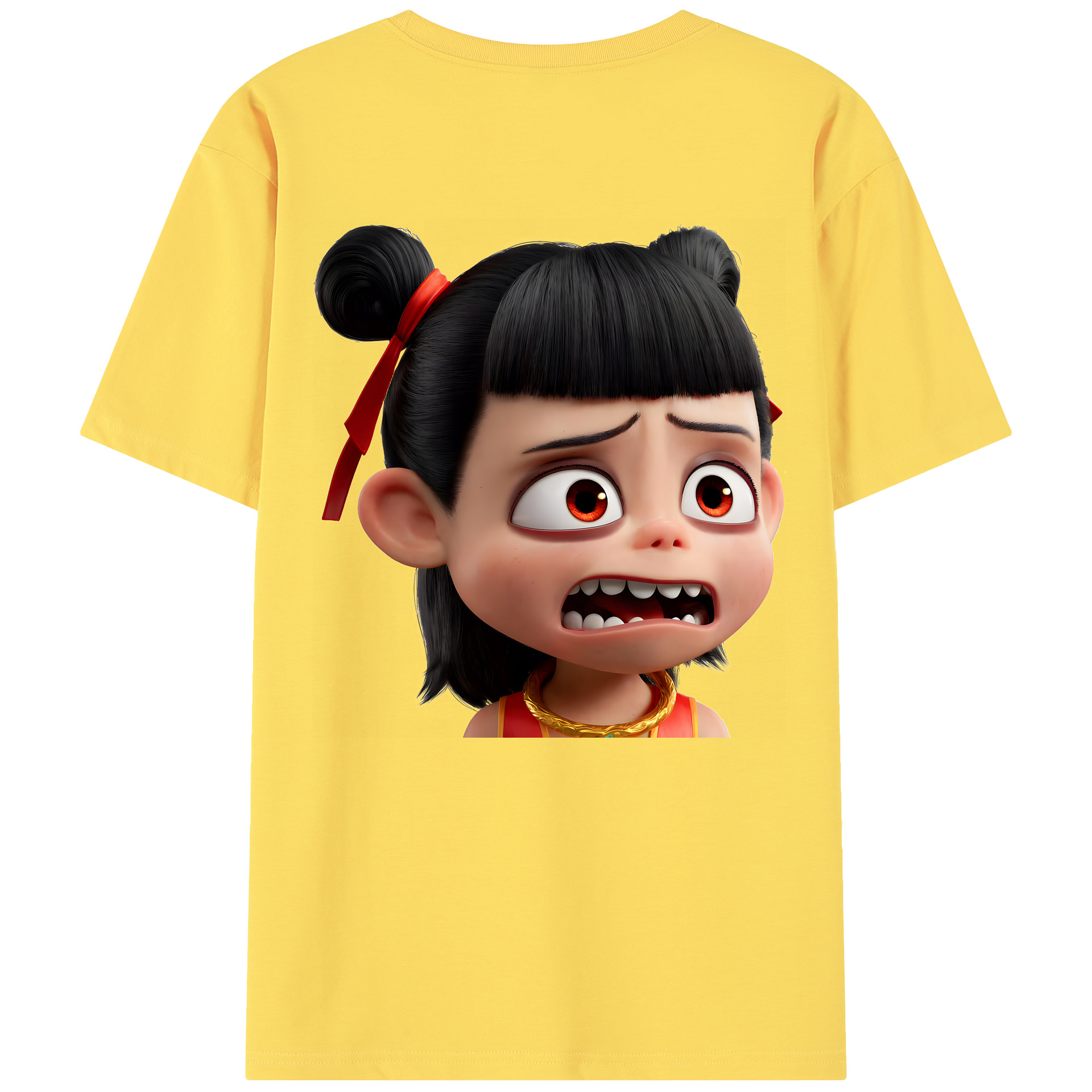 （画像用） Ne Zha 2 ナタ 魔童の大暴れ 綿100％半袖Tシャツ（背面プリント）