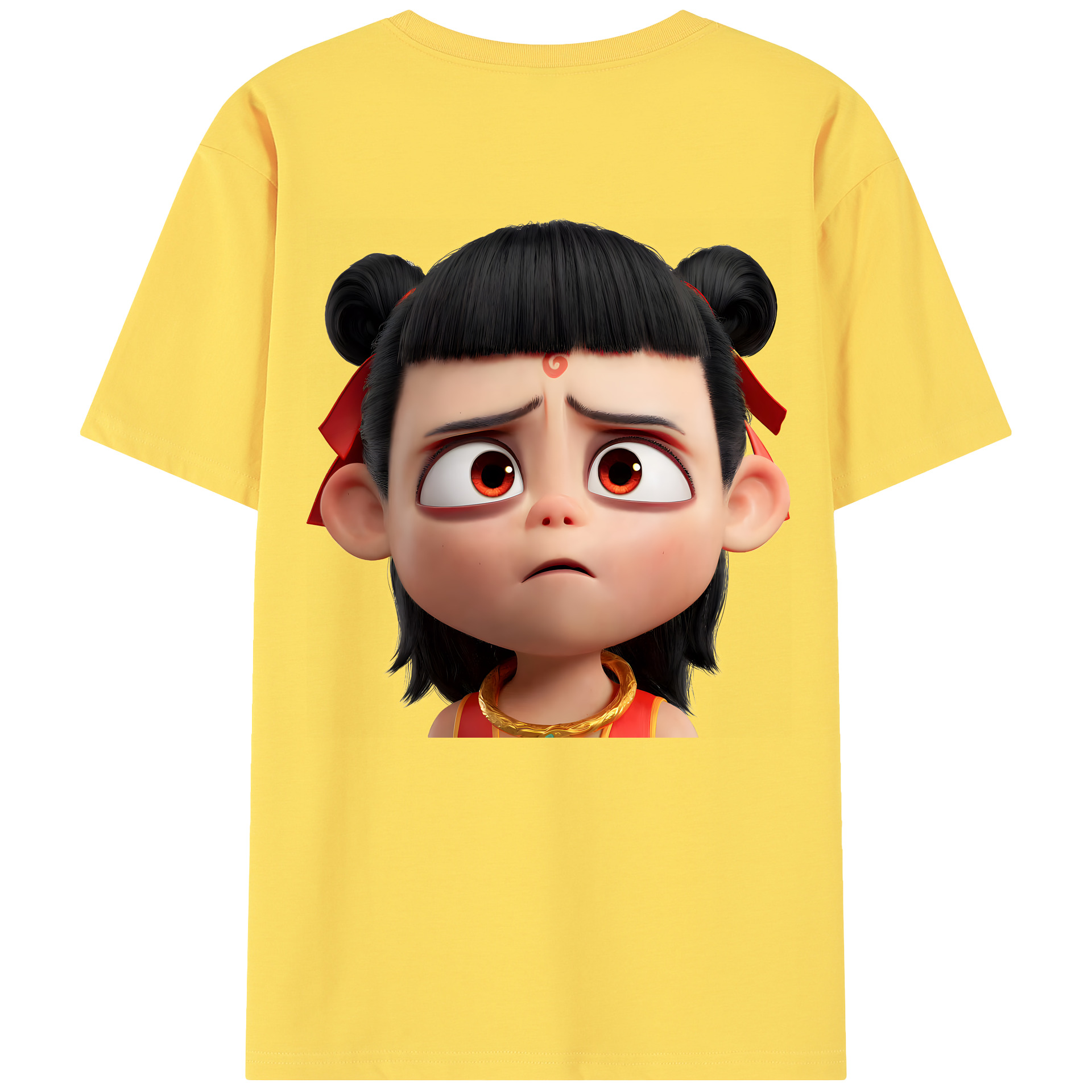 （画像用） Ne Zha 2 ナタ 魔童の大暴れ 綿100％半袖Tシャツ（背面プリント）