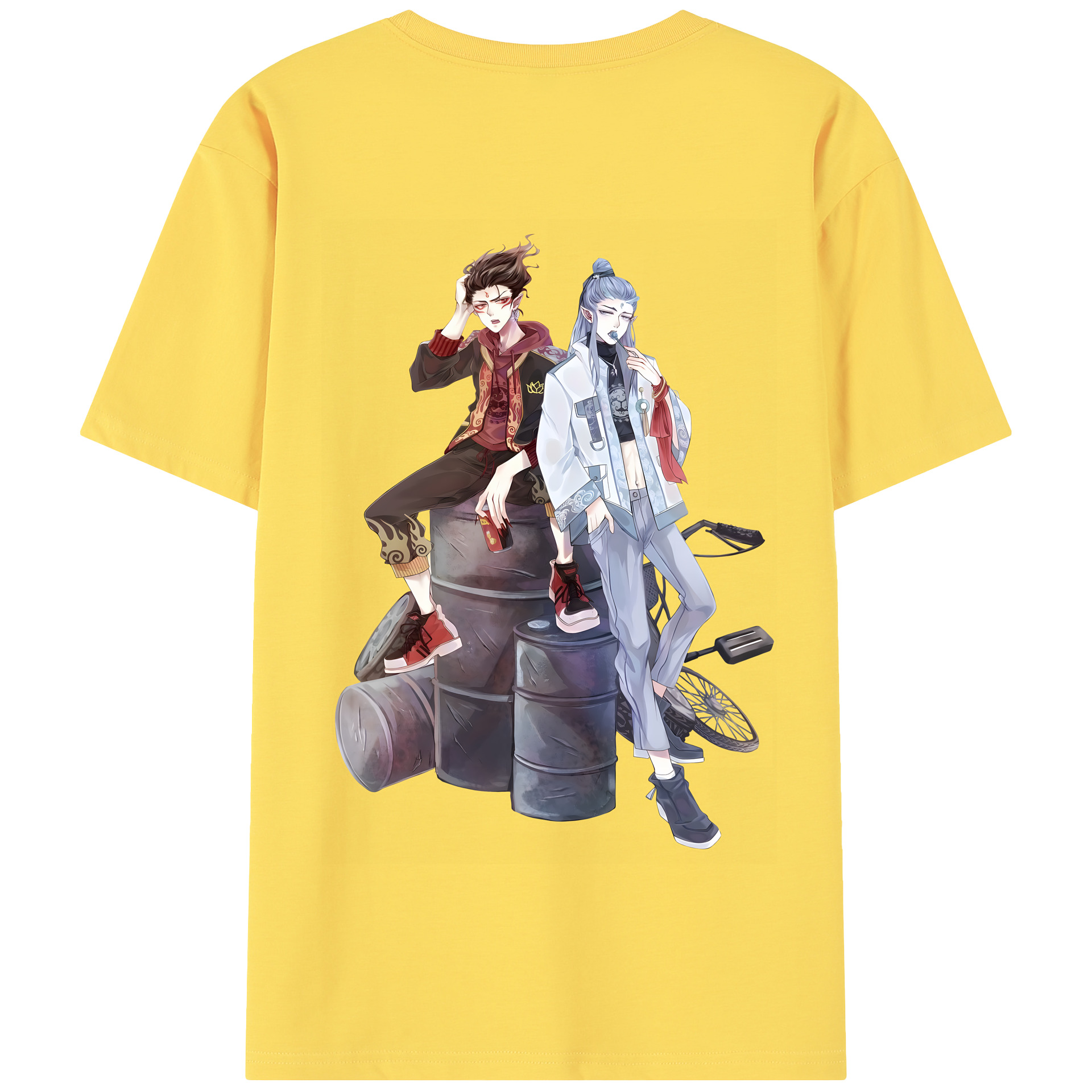 （画像用） Ne Zha 2 ナタ 魔童の大暴れ 綿100％半袖Tシャツ（背面プリント）