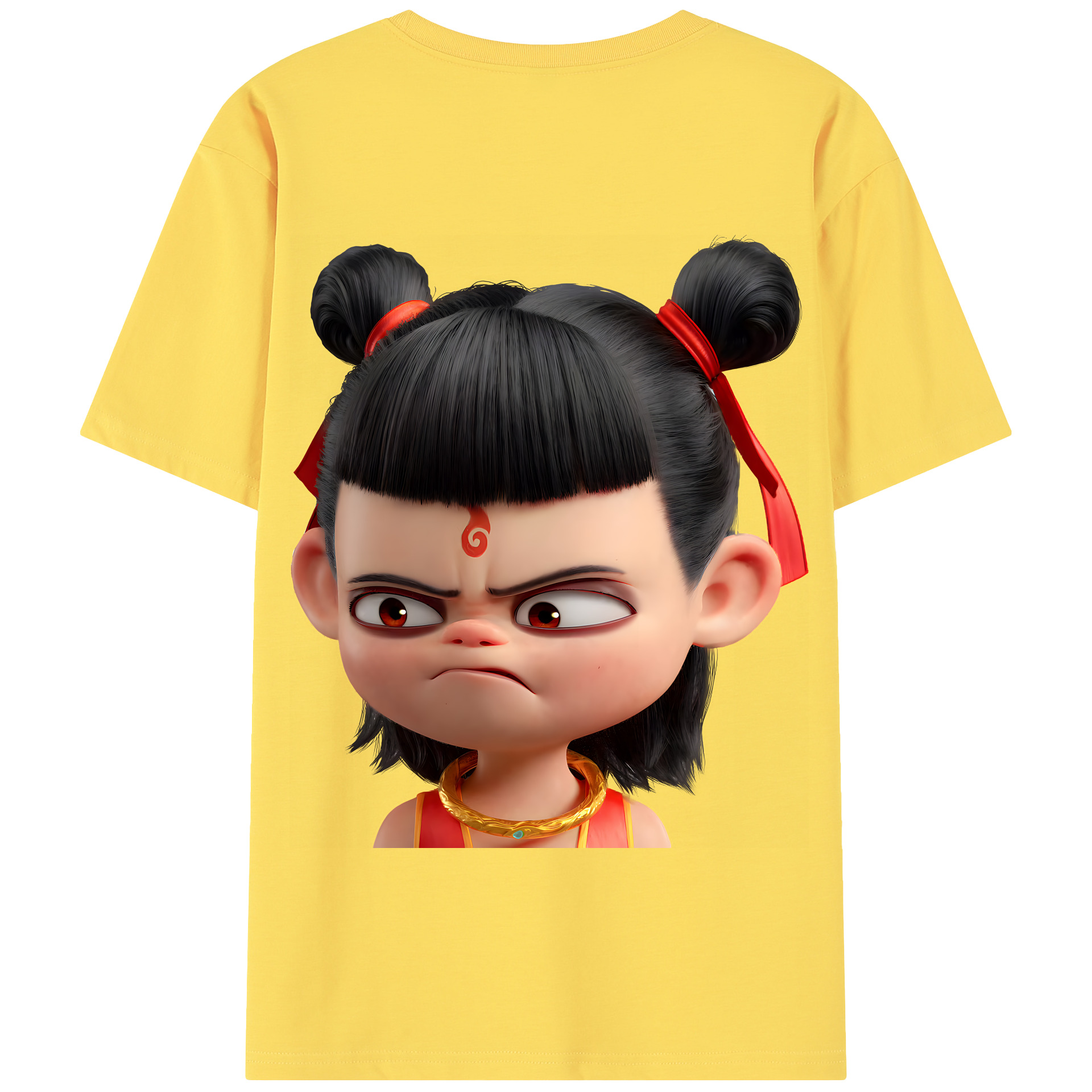 （画像用） Ne Zha 2 ナタ 魔童の大暴れ 綿100％半袖Tシャツ（背面プリント）