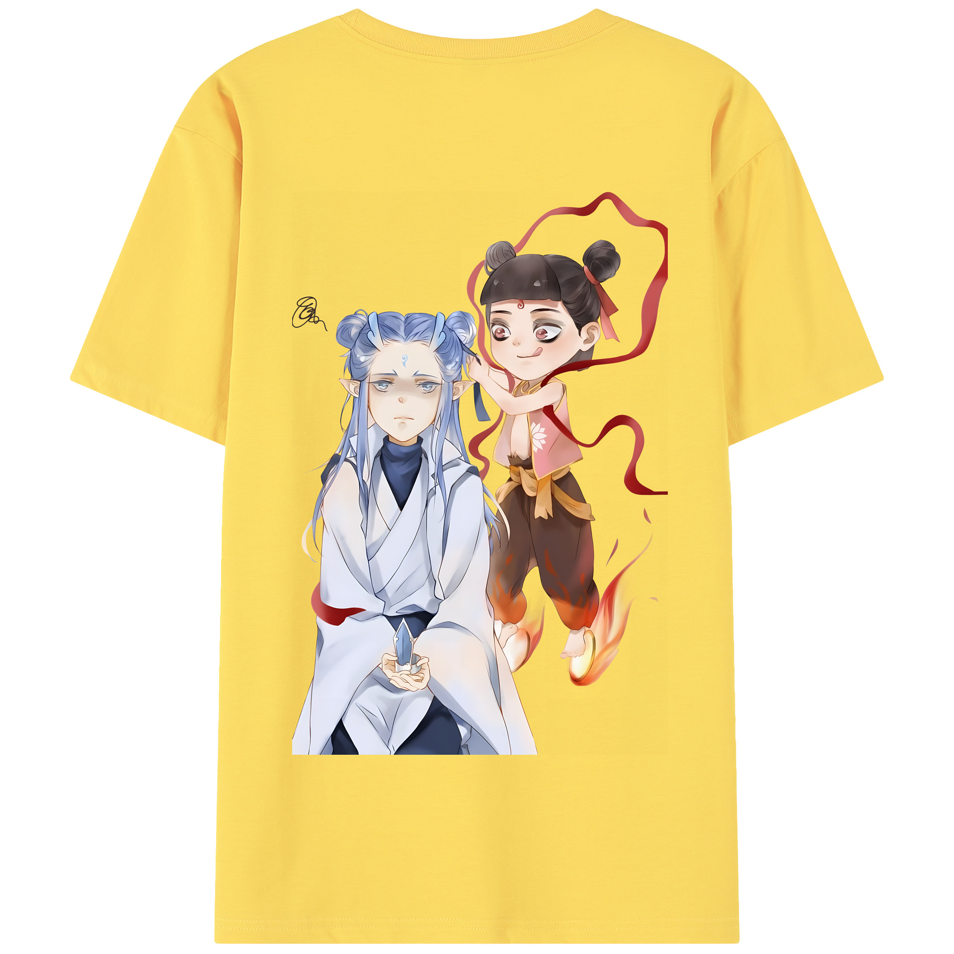 （画像用） Ne Zha 2 ナタ 魔童の大暴れ 綿100％半袖Tシャツ（背面プリント）
