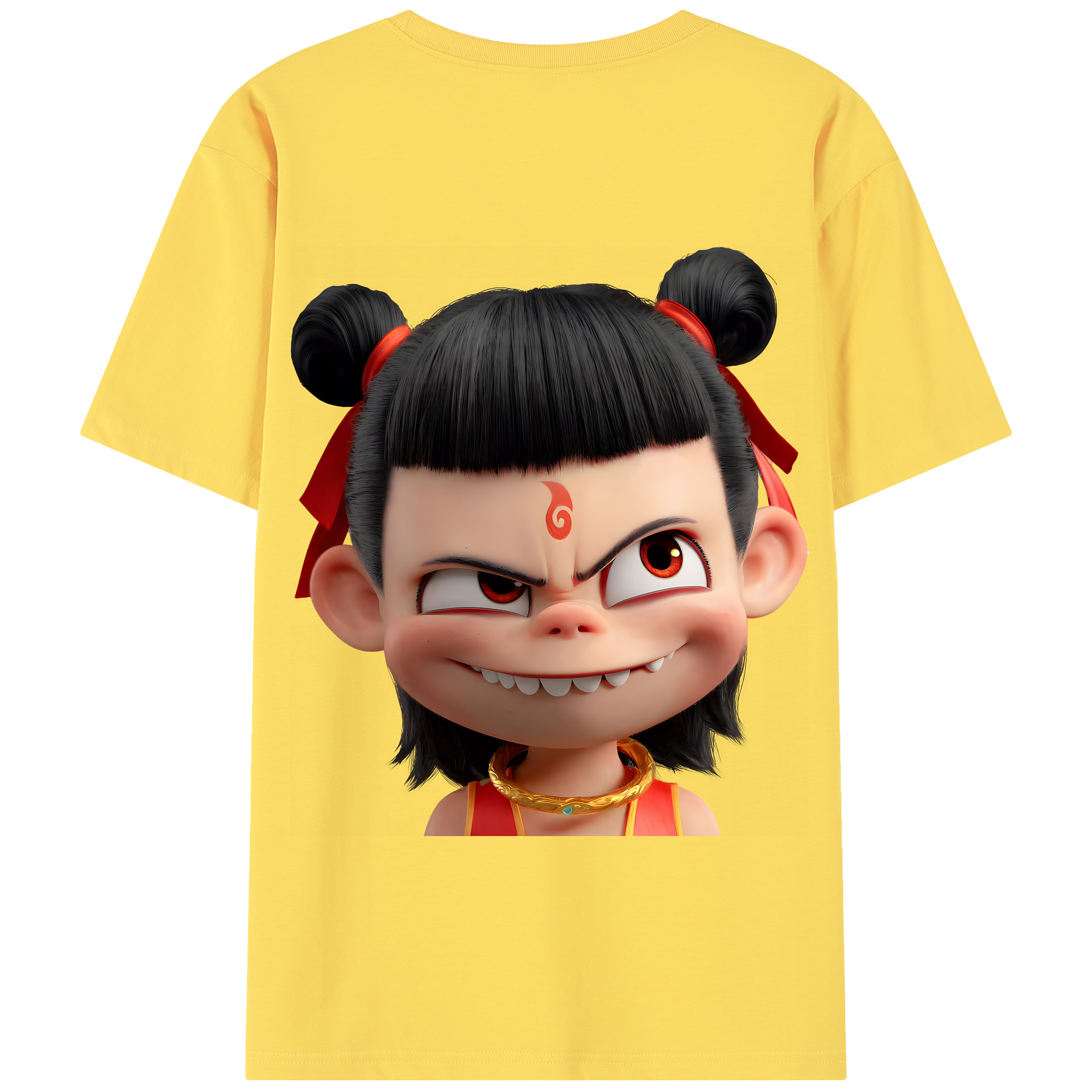 （画像用） Ne Zha 2 ナタ 魔童の大暴れ 綿100％半袖Tシャツ（背面プリント）