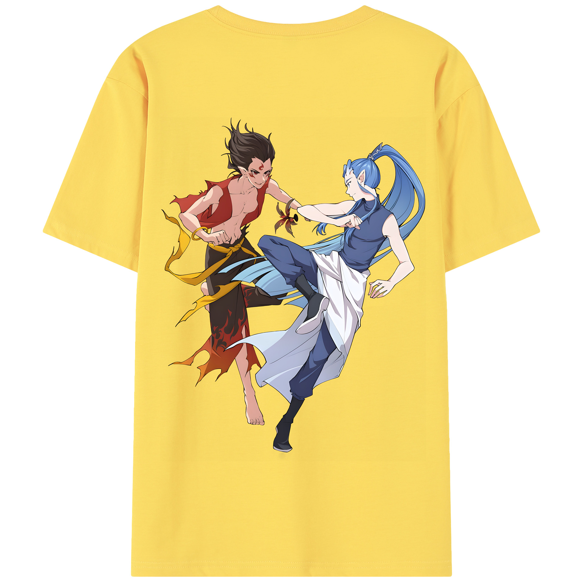 （画像用） Ne Zha 2 ナタ 魔童の大暴れ 綿100％半袖Tシャツ（背面プリント）