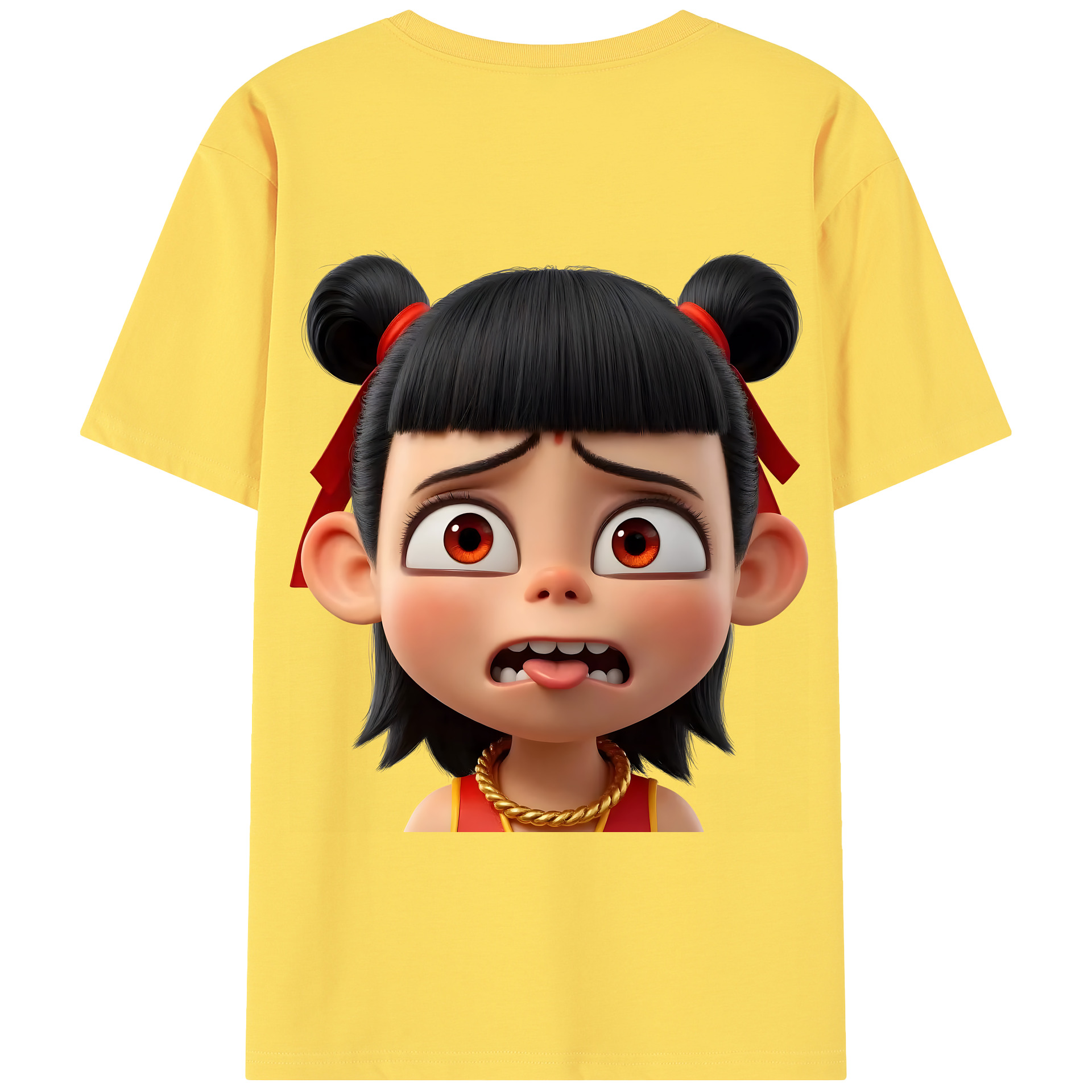 （画像用） Ne Zha 2 ナタ 魔童の大暴れ 綿100％半袖Tシャツ（背面プリント）