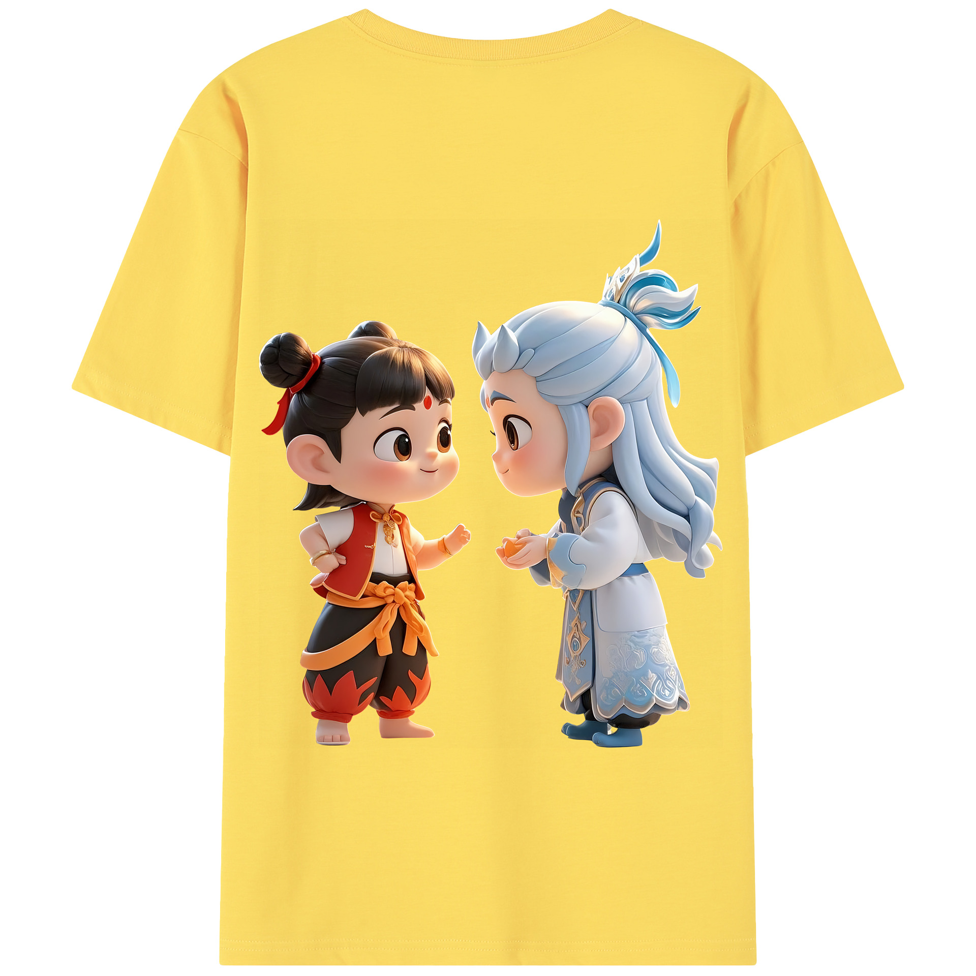（画像用） Ne Zha 2 ナタ 魔童の大暴れ 綿100％半袖Tシャツ（背面プリント）