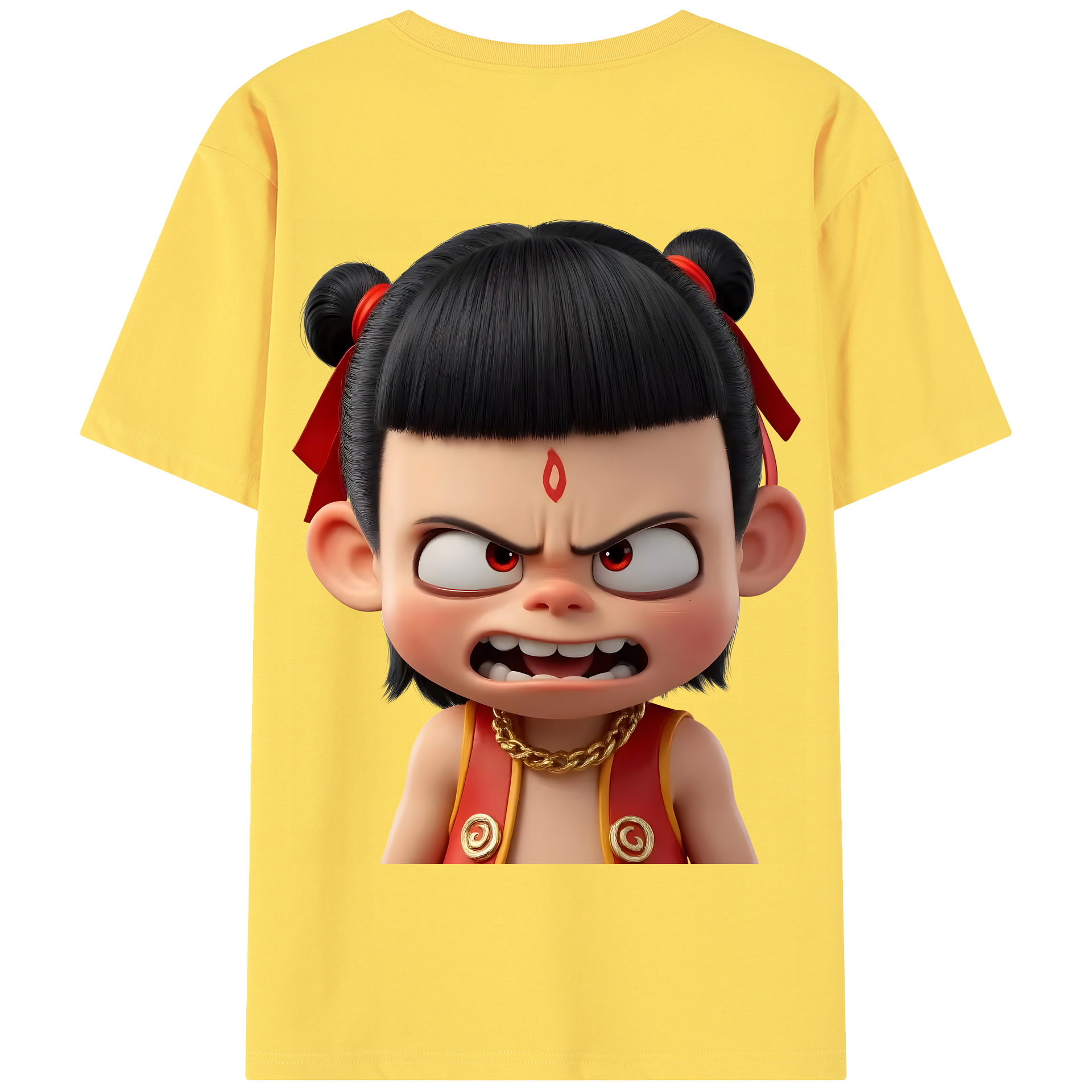（画像用） Ne Zha 2 ナタ 魔童の大暴れ 綿100％半袖Tシャツ（背面プリント）