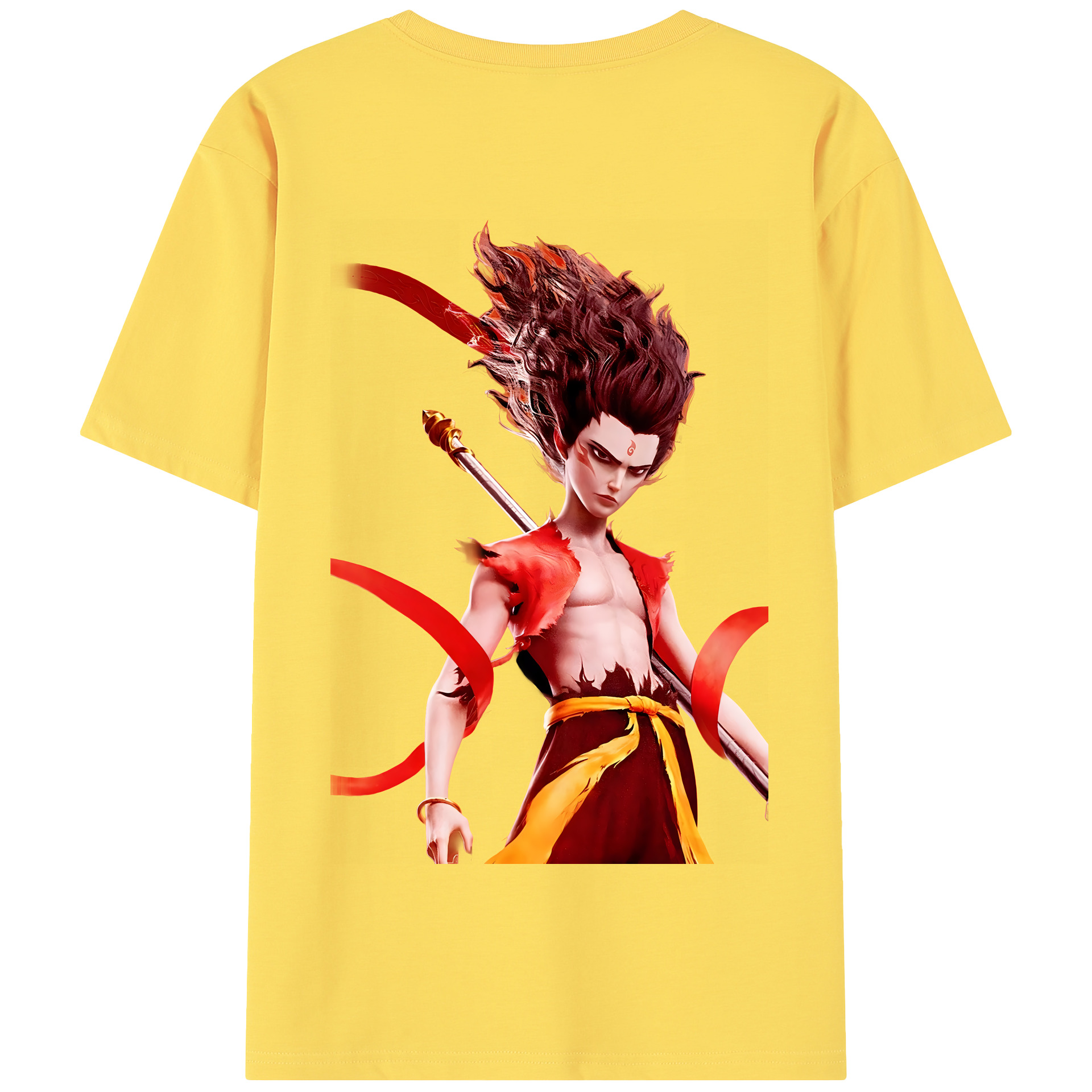 （画像用） Ne Zha 2 ナタ 魔童の大暴れ 綿100％半袖Tシャツ（背面プリント）