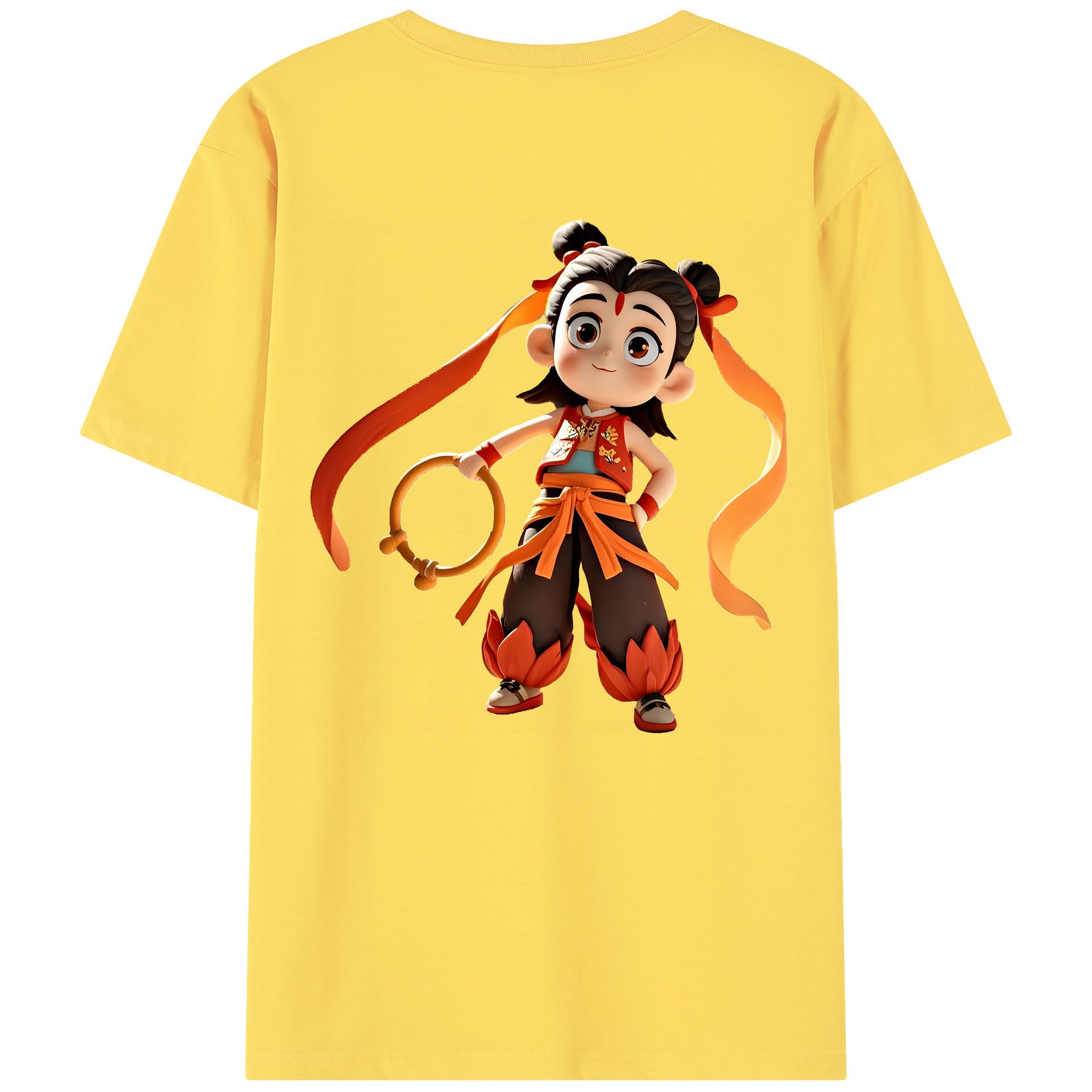 （画像用） Ne Zha 2 ナタ 魔童の大暴れ 綿100％半袖Tシャツ（背面プリント）