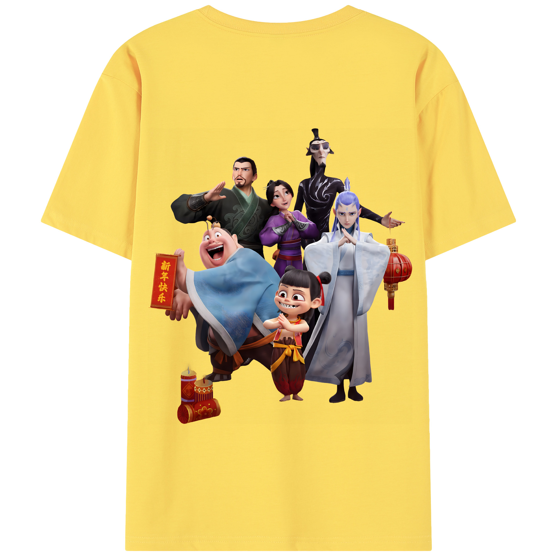 （画像用） Ne Zha 2 ナタ 魔童の大暴れ 綿100％半袖Tシャツ（背面プリント）