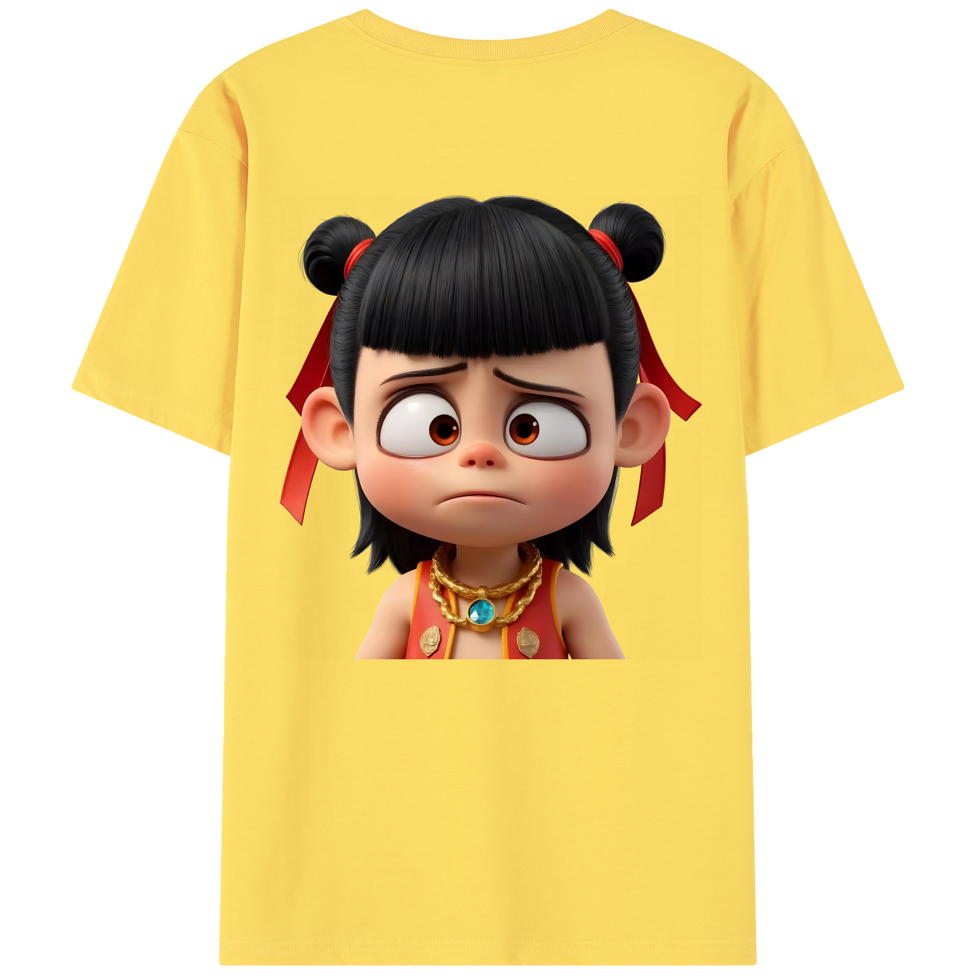 （画像用） Ne Zha 2 ナタ 魔童の大暴れ 綿100％半袖Tシャツ（背面プリント）