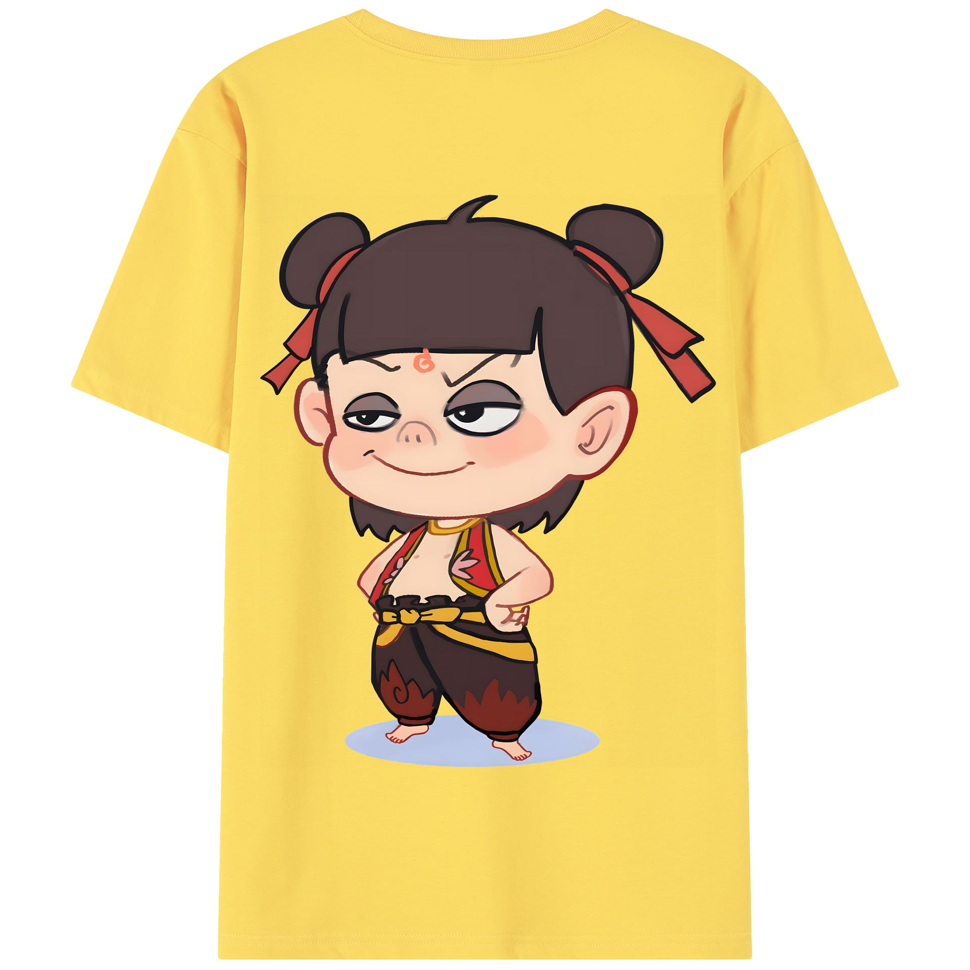 （画像用） Ne Zha 2 ナタ 魔童の大暴れ 綿100％半袖Tシャツ（背面プリント）